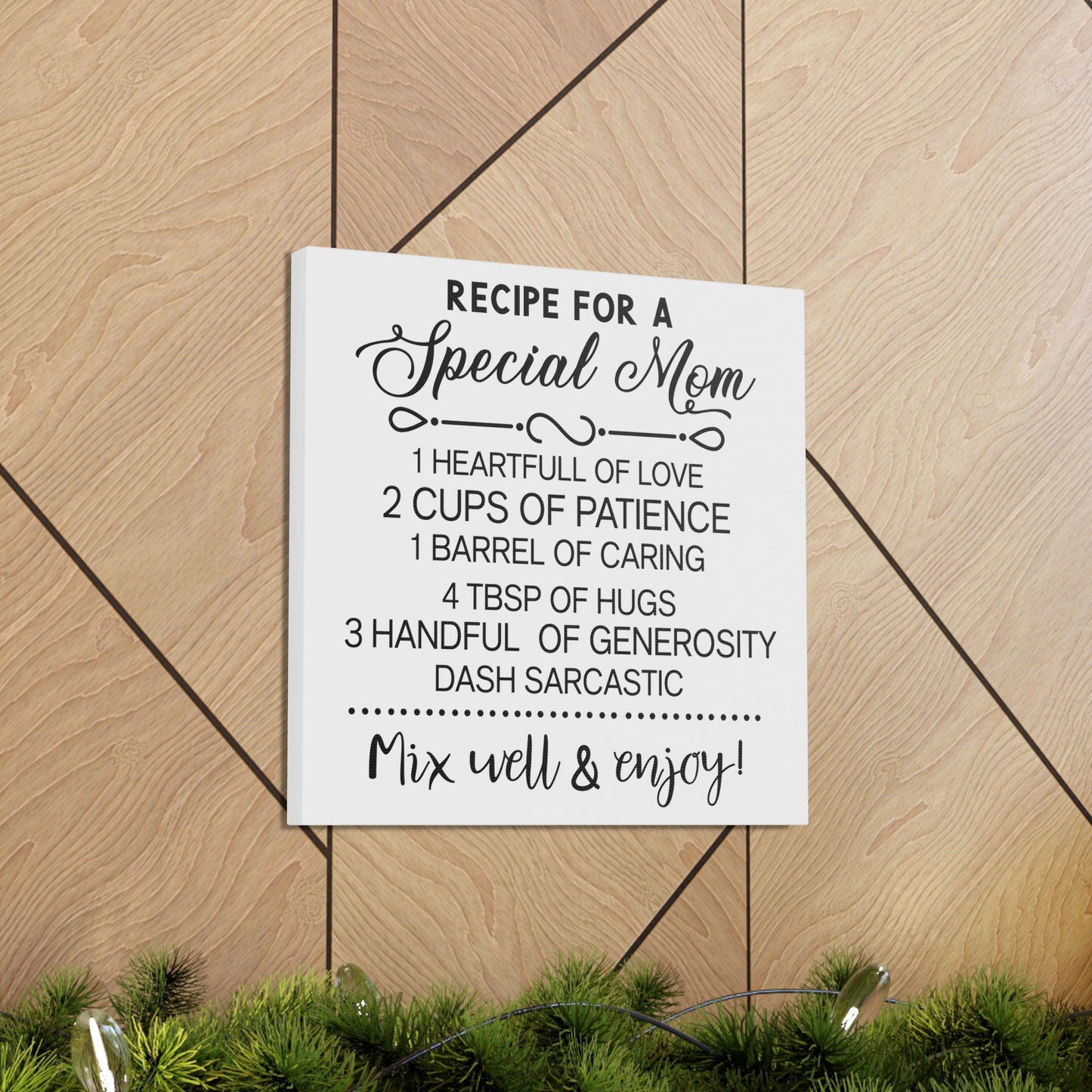 Special Mom Recipe | Canvas Gallery Wrap | White Background