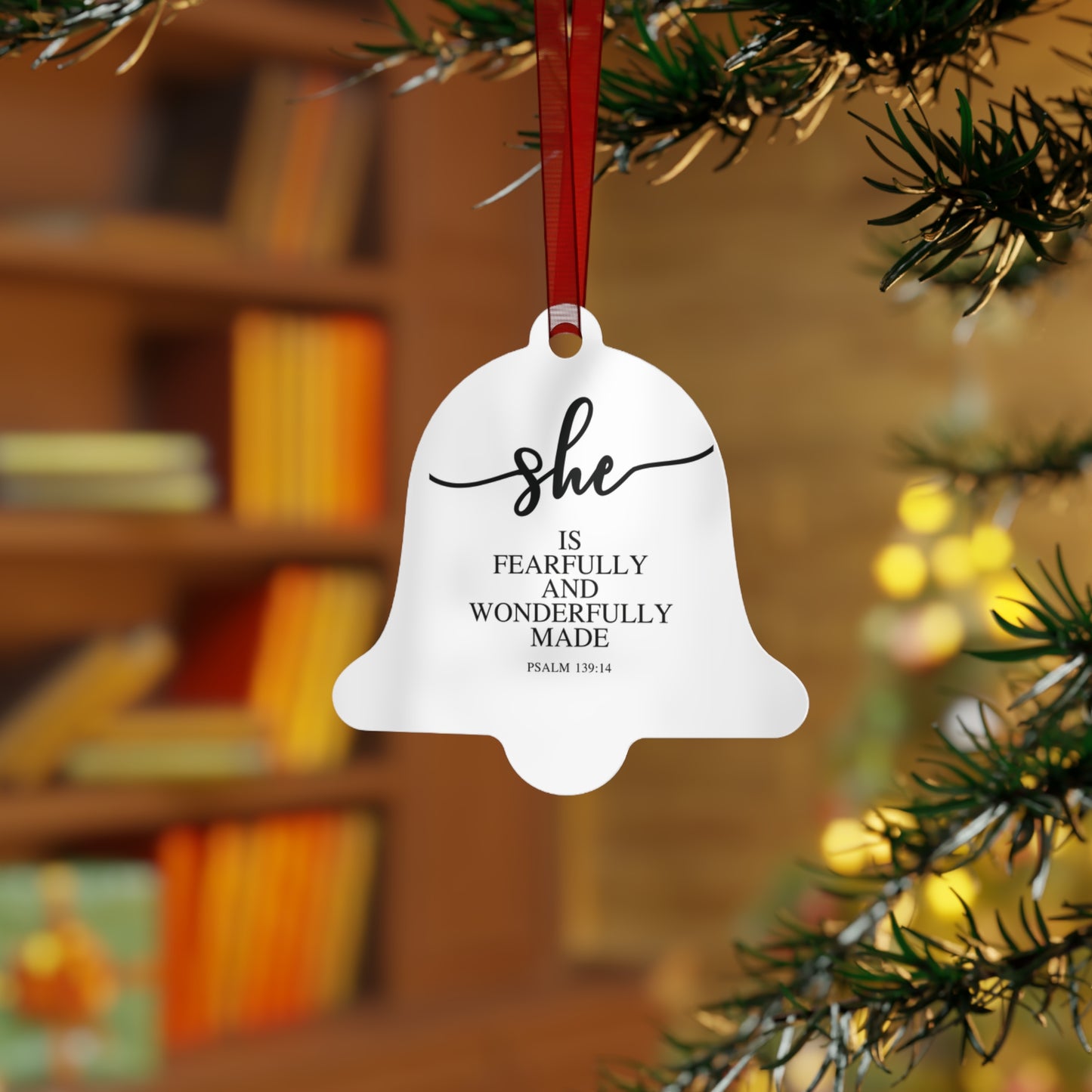 She Is – Psalms 139:14| Bell, Tree, Round or Oval Ornament |Metal|