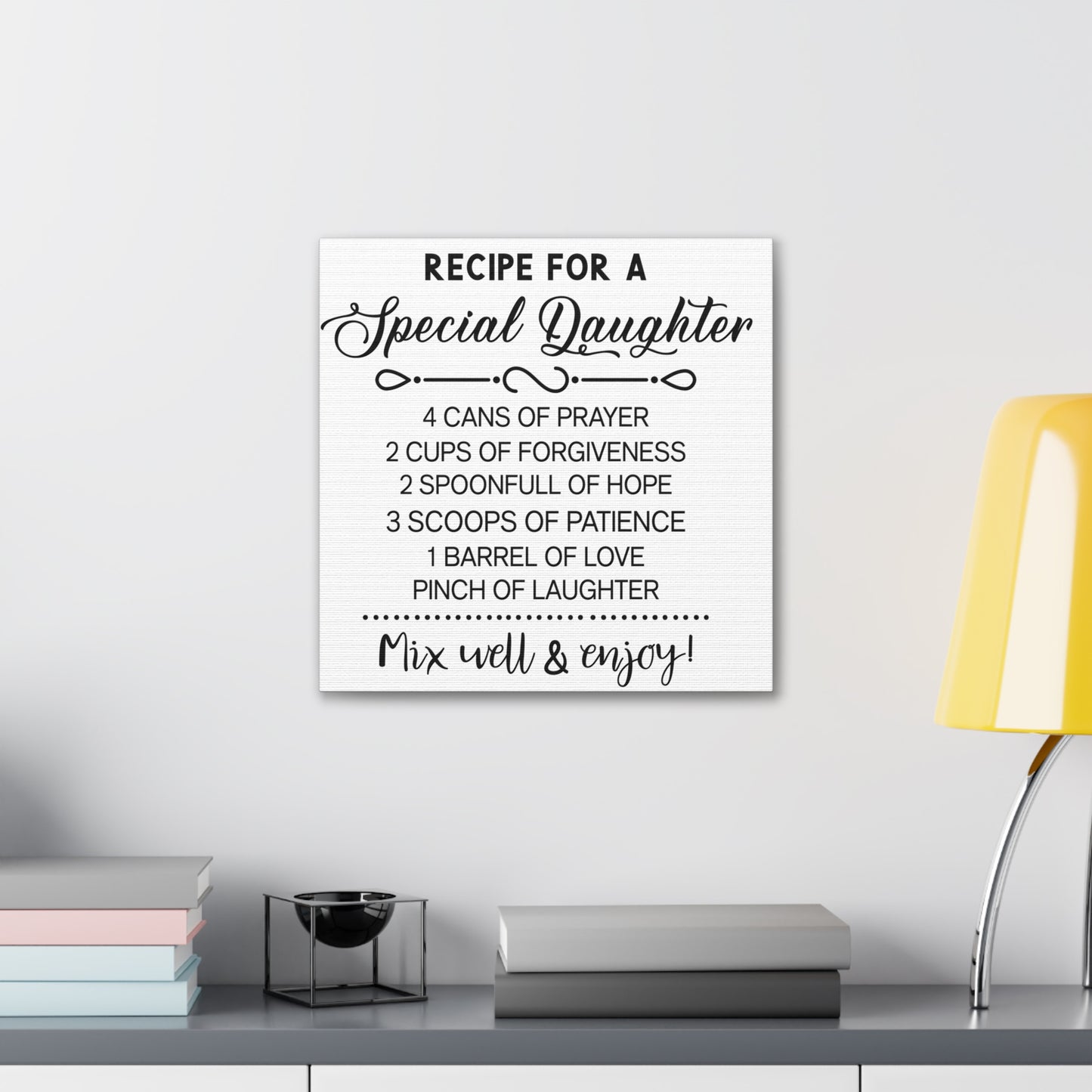 Special Daughter Recipe | Canvas Gallery Wrap | White Background