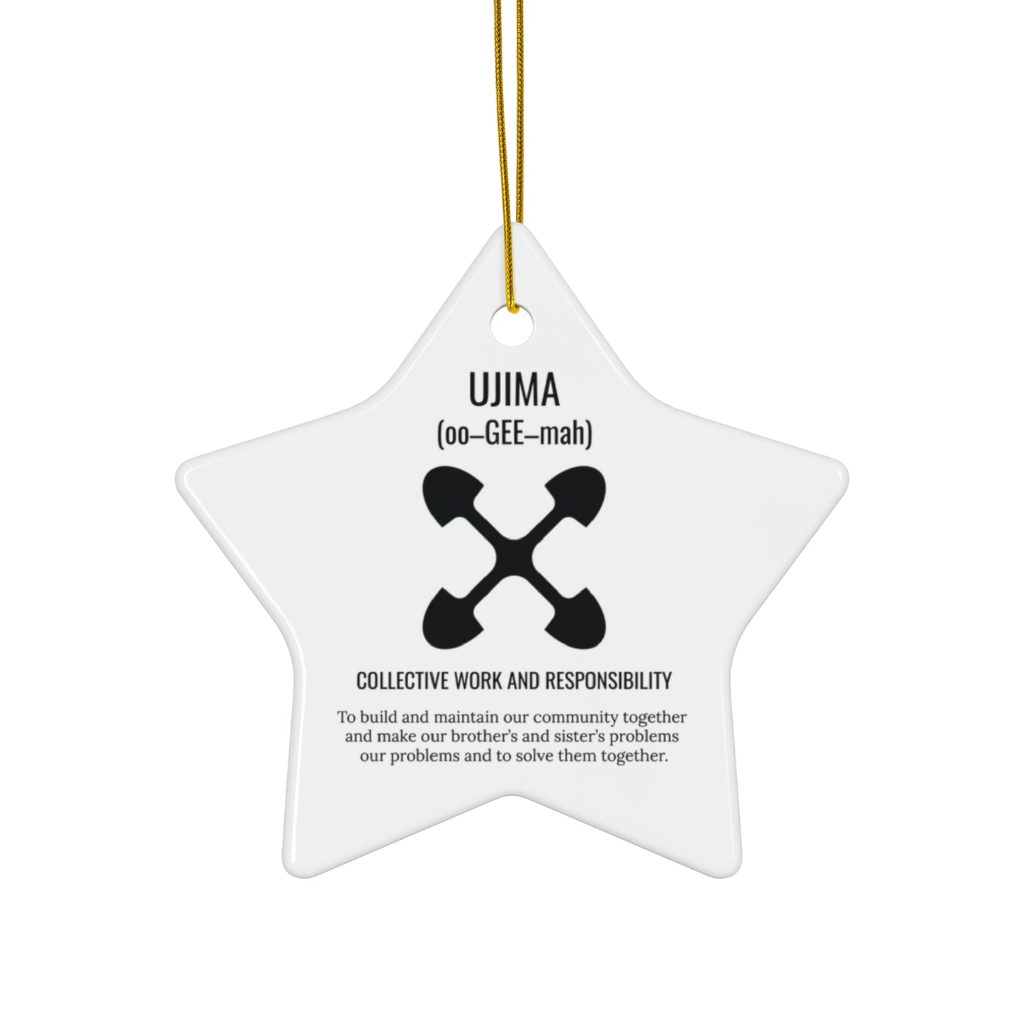 Ujima (Day 3) |Collective Work & Responsibility| Circle or Star Ornament |(White)|