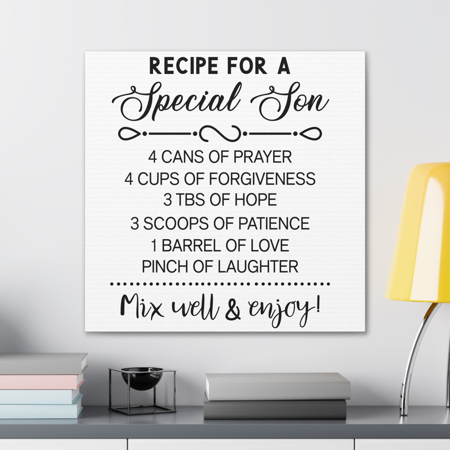 Special Son Recipe | Canvas Gallery Wrap | White Background