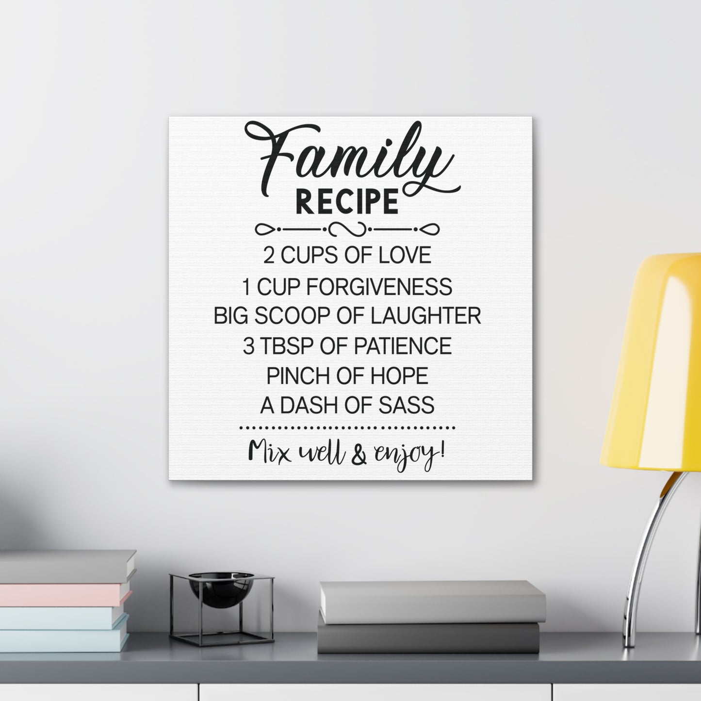 Family Recipe | Canvas Gallery Wrap | White Background