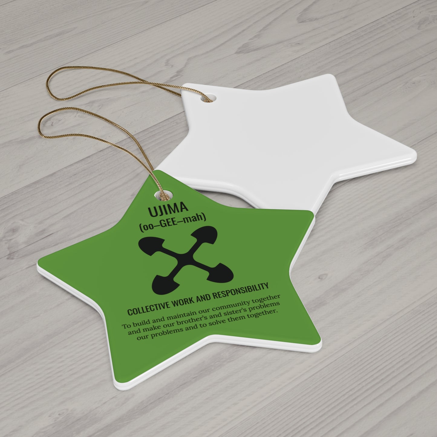 Ujima (Day 3) |Collective Work & Responsibility| Circle or Star Ornament | Green