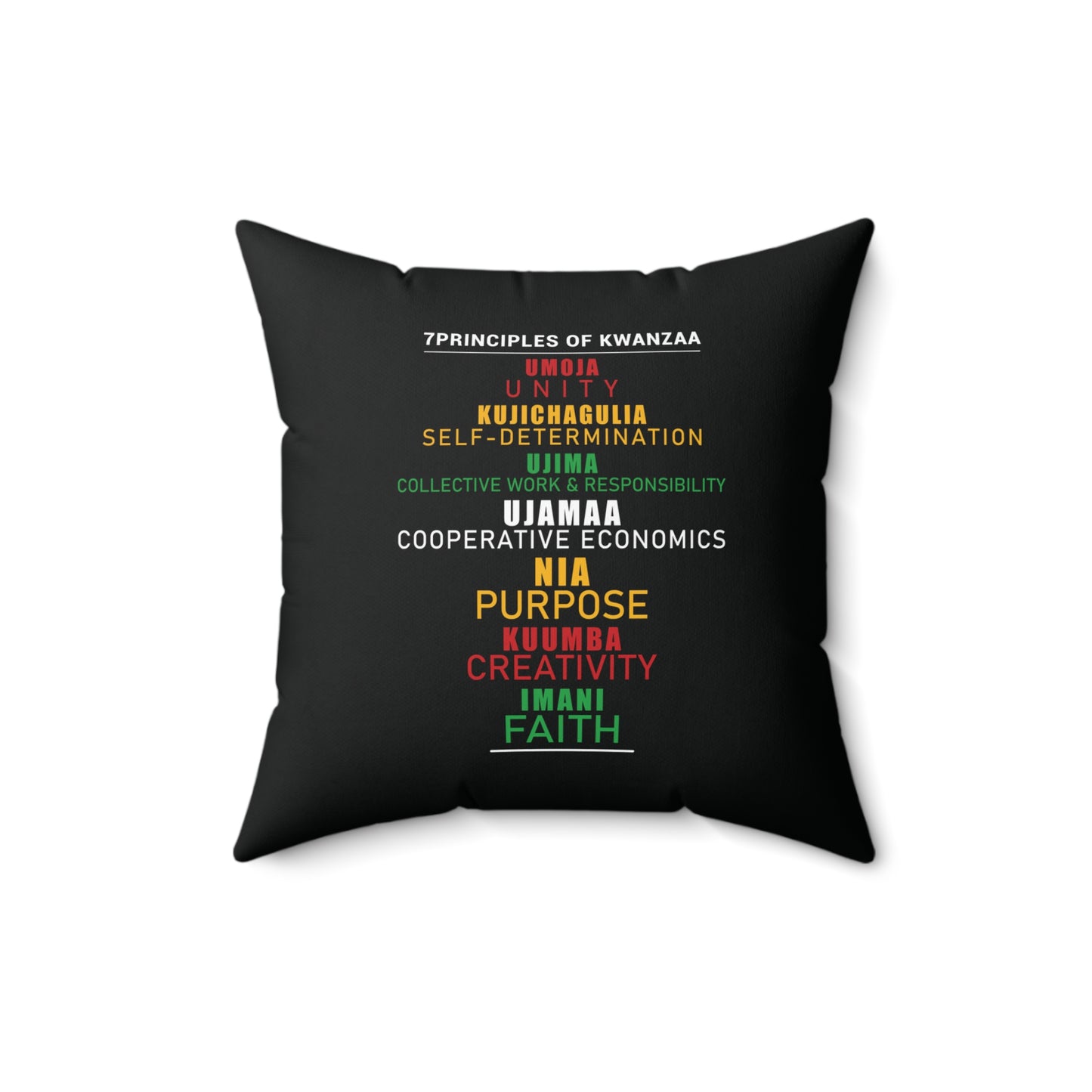Kwanza Principles | Square Pillow |Black|