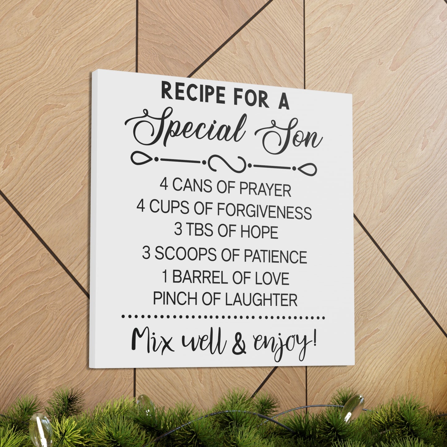 Special Son Recipe | Canvas Gallery Wrap | White Background