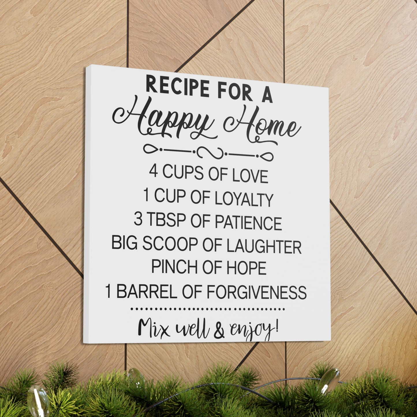 Happy Home Recipe | Canvas Gallery Wrap | White Background