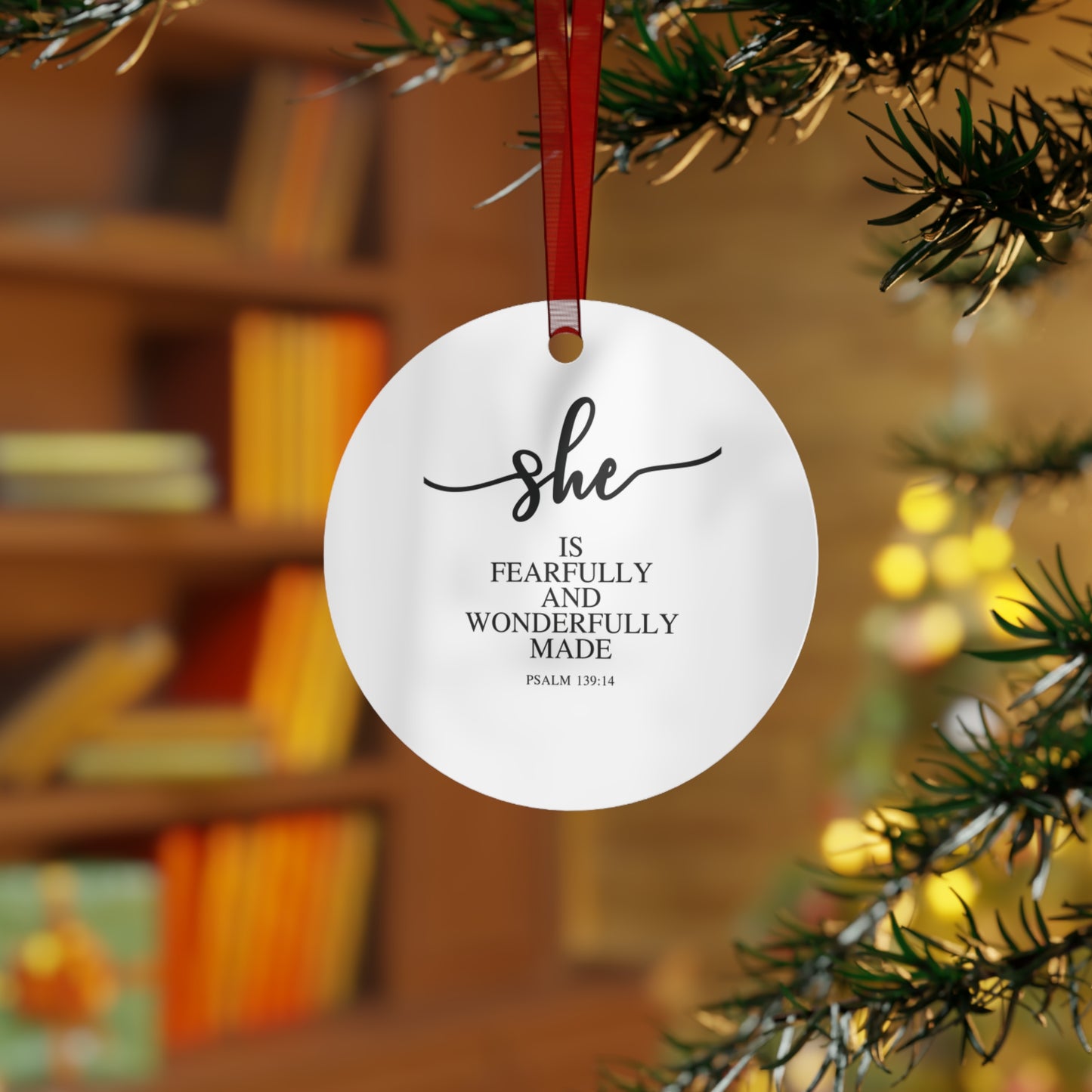 She Is – Psalms 139:14| Bell, Tree, Round or Oval Ornament |Metal|