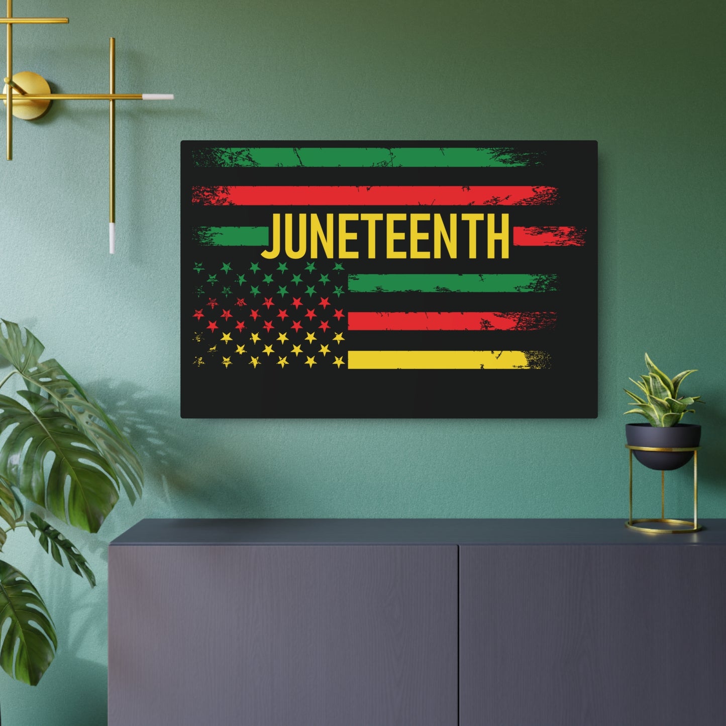 Juneteenth Flag | Version 1| Metal Art Sign |Version 1| Black Background