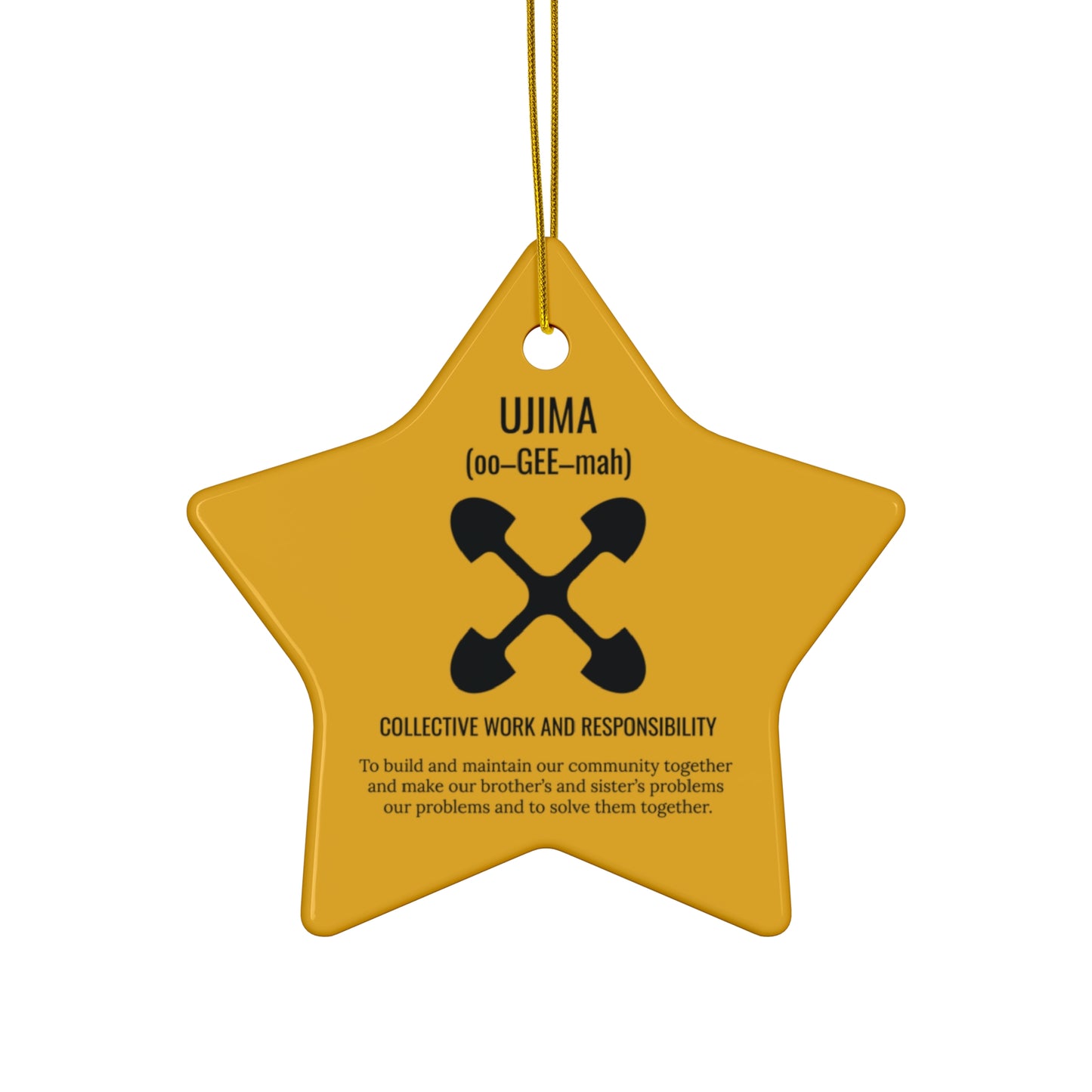 Ujima (Day 3) |Collective Work & Responsibility| Circle or Star Ornament | Yellow