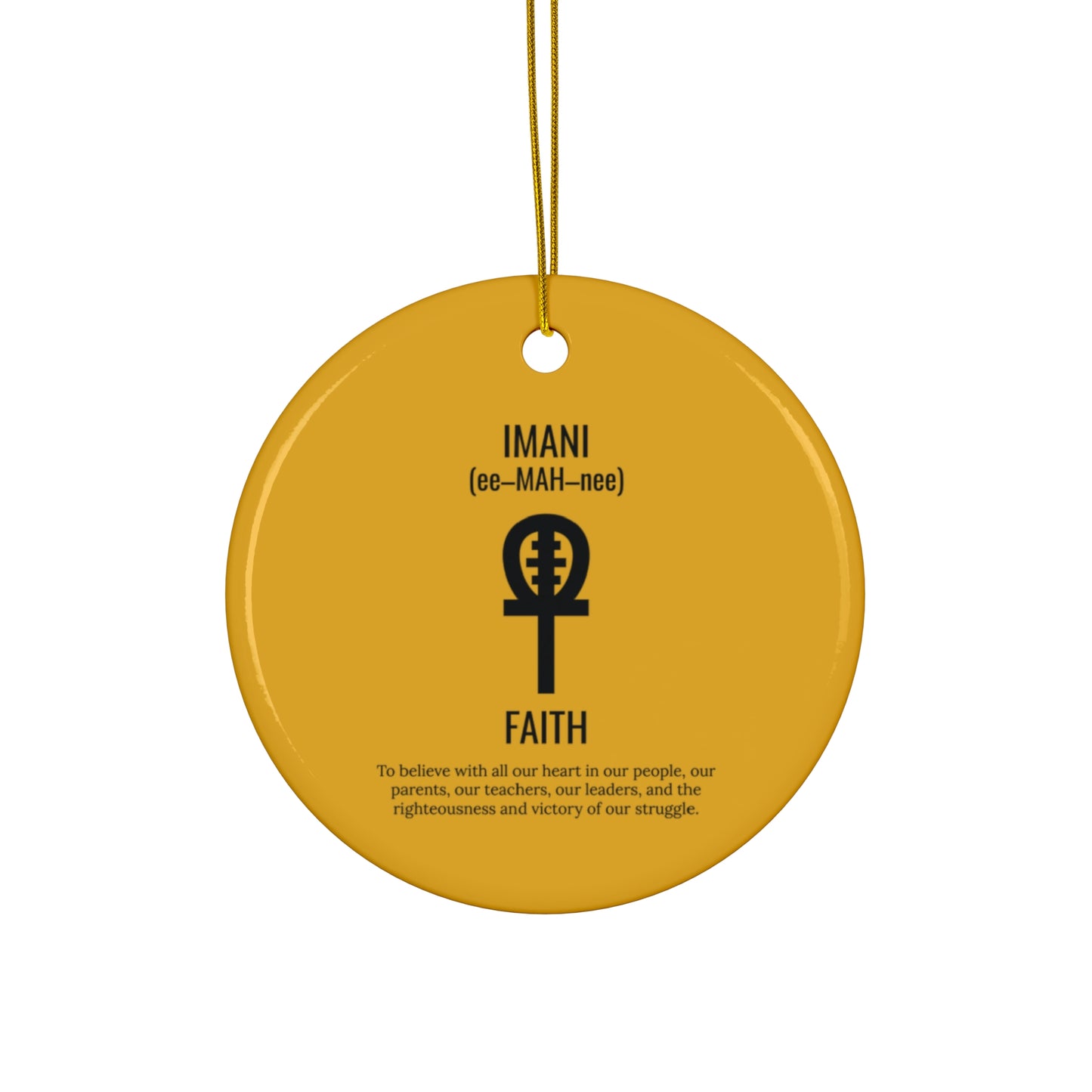 Imani (Day 7) Faith | Circle or Star Ornament | Yellow