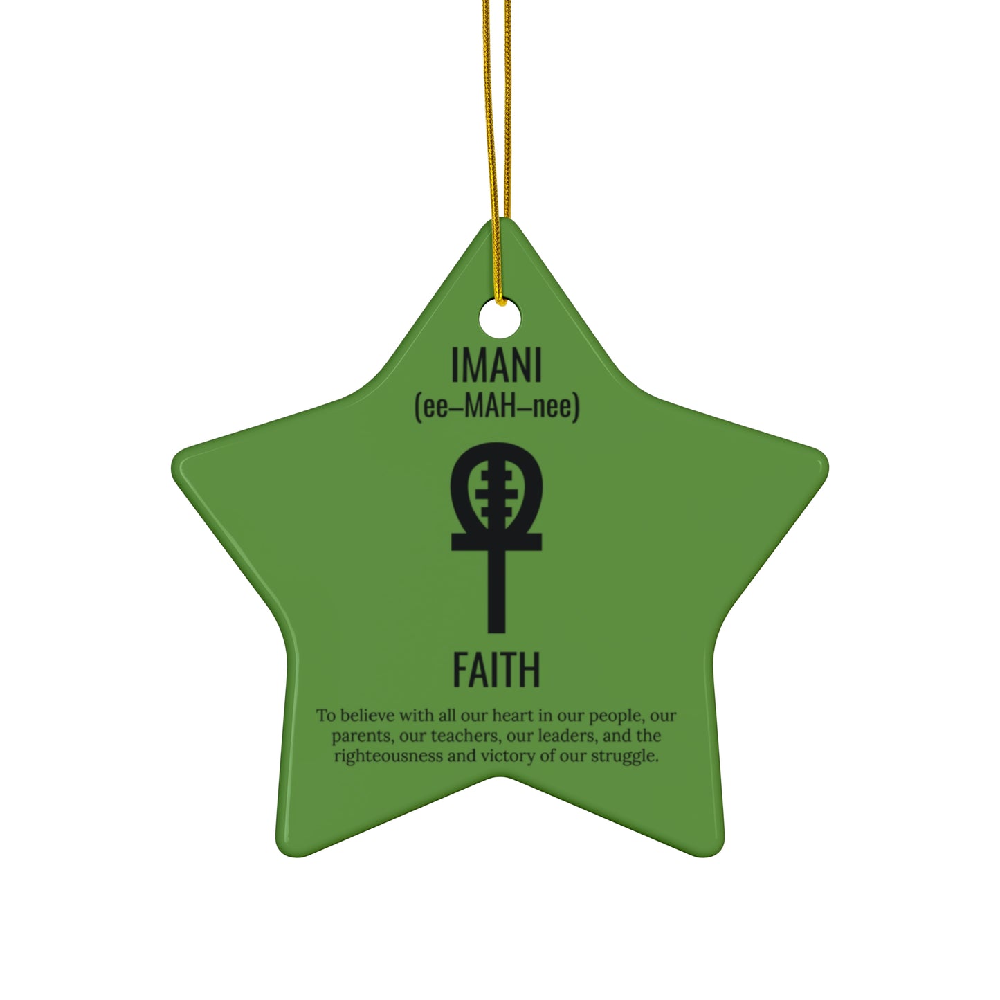 Imani (Day 7) Faith | Circle or Star Ornament | Green