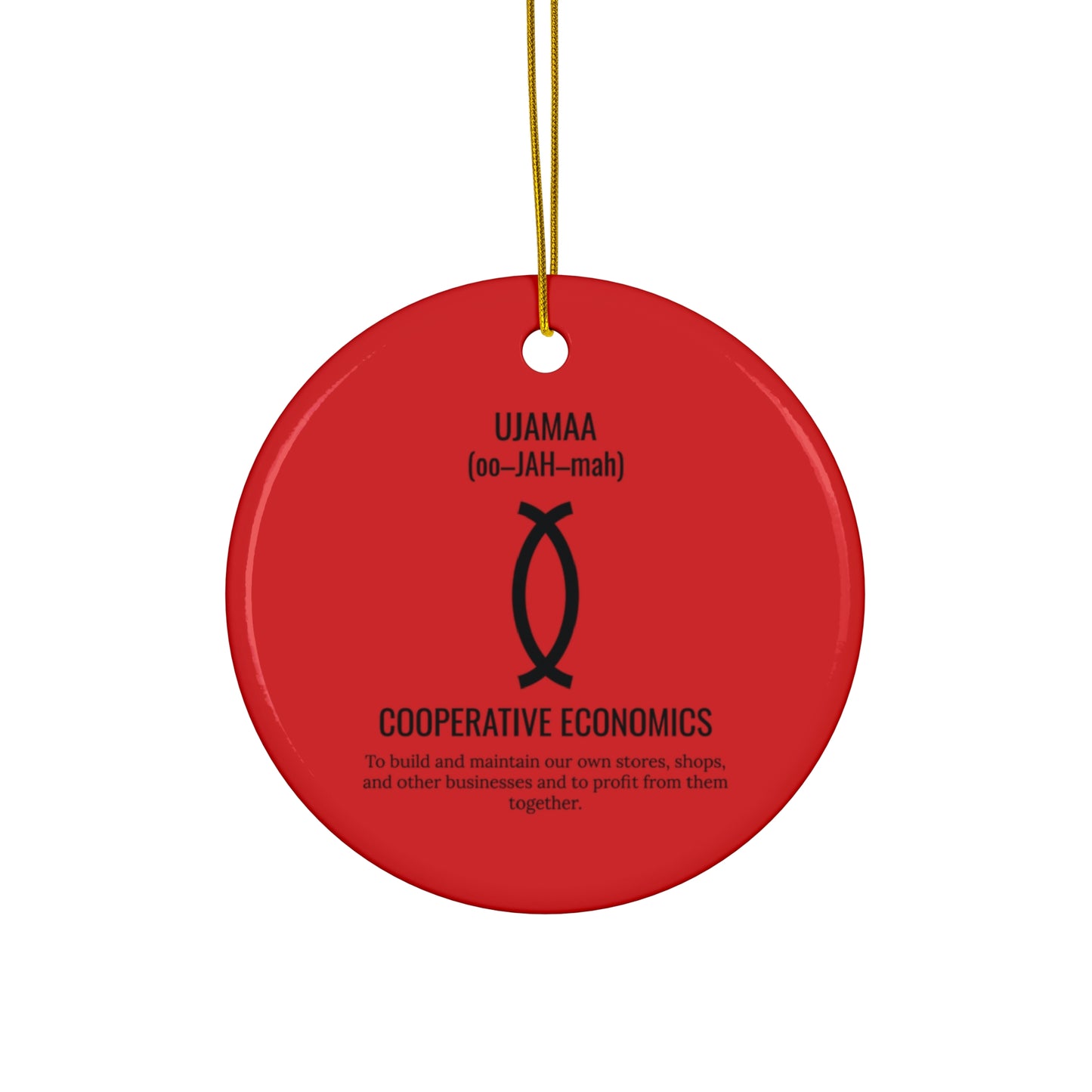 Ujamaa (Day 4) |Cooperative Economics | Circle or Star Ornament | (Red) |