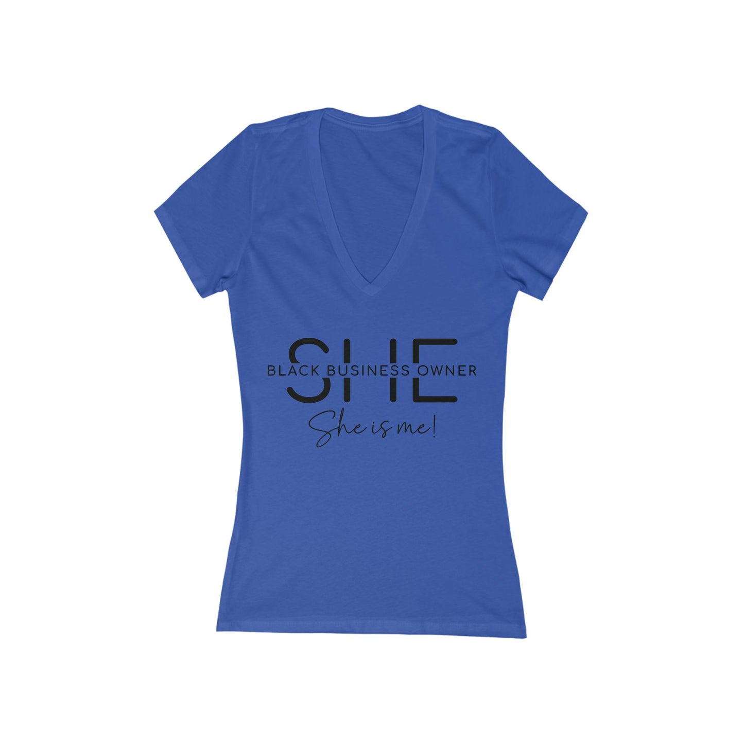 SHE IS ME | T-Shirt | Black Font| Women's Short Sleeve Deep V-Neck T