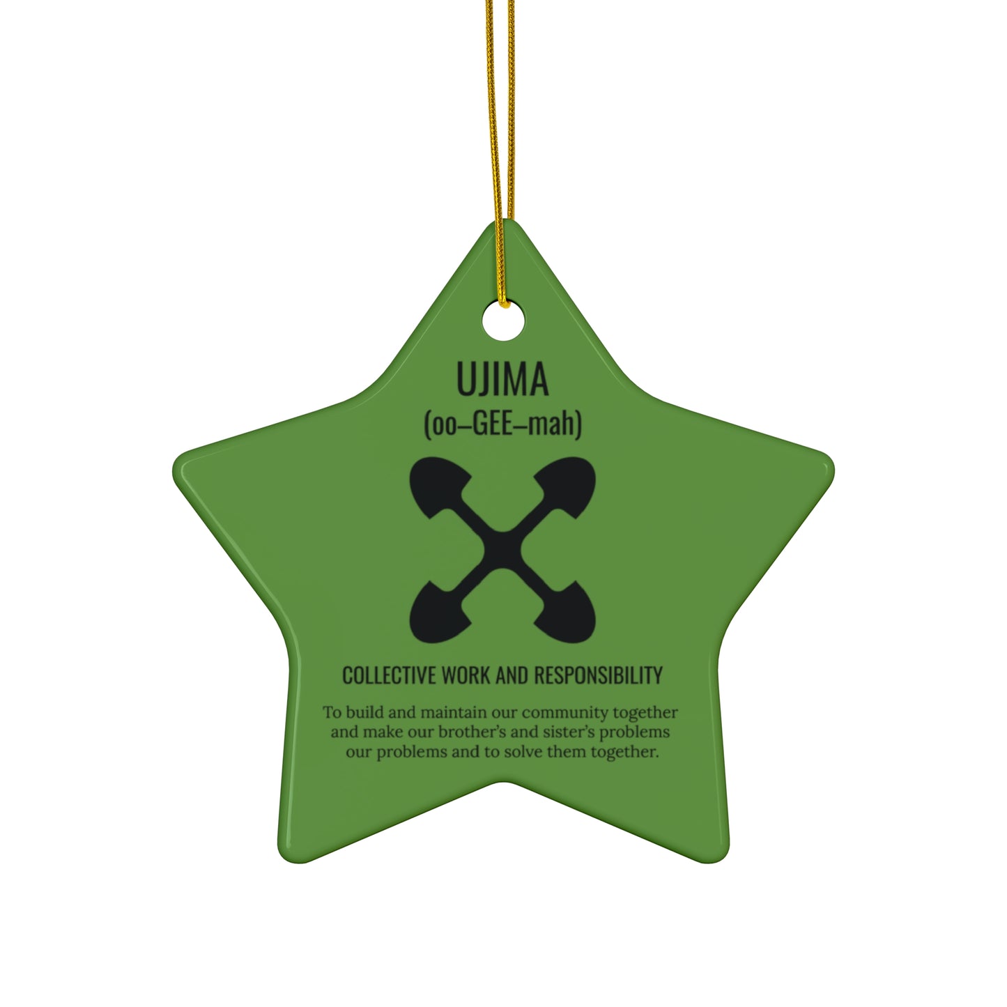 Ujima (Day 3) |Collective Work & Responsibility| Circle or Star Ornament | Green