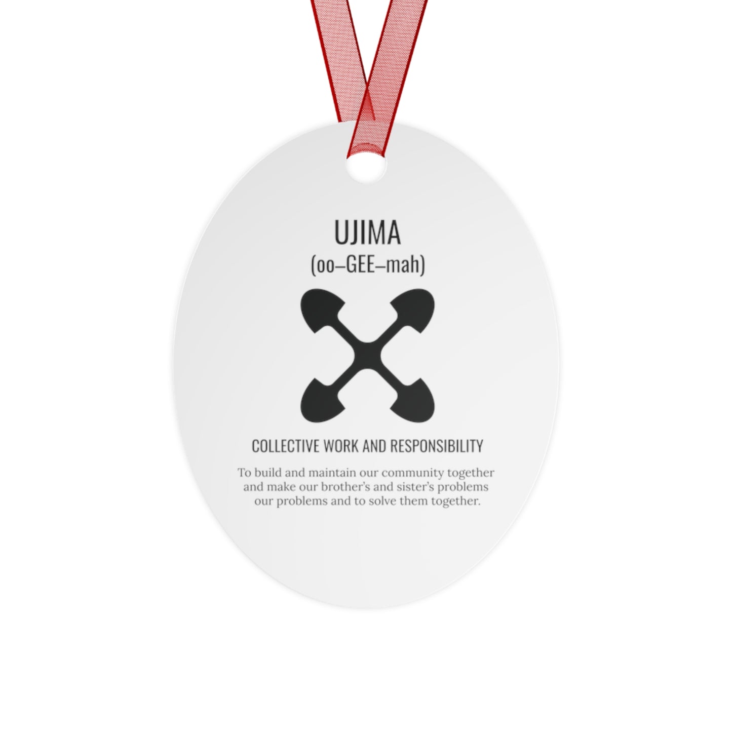 Ujima (Day 3) |Collective Work & Responsibility| Bell, Tree, Round or Oval Ornament |Metal|