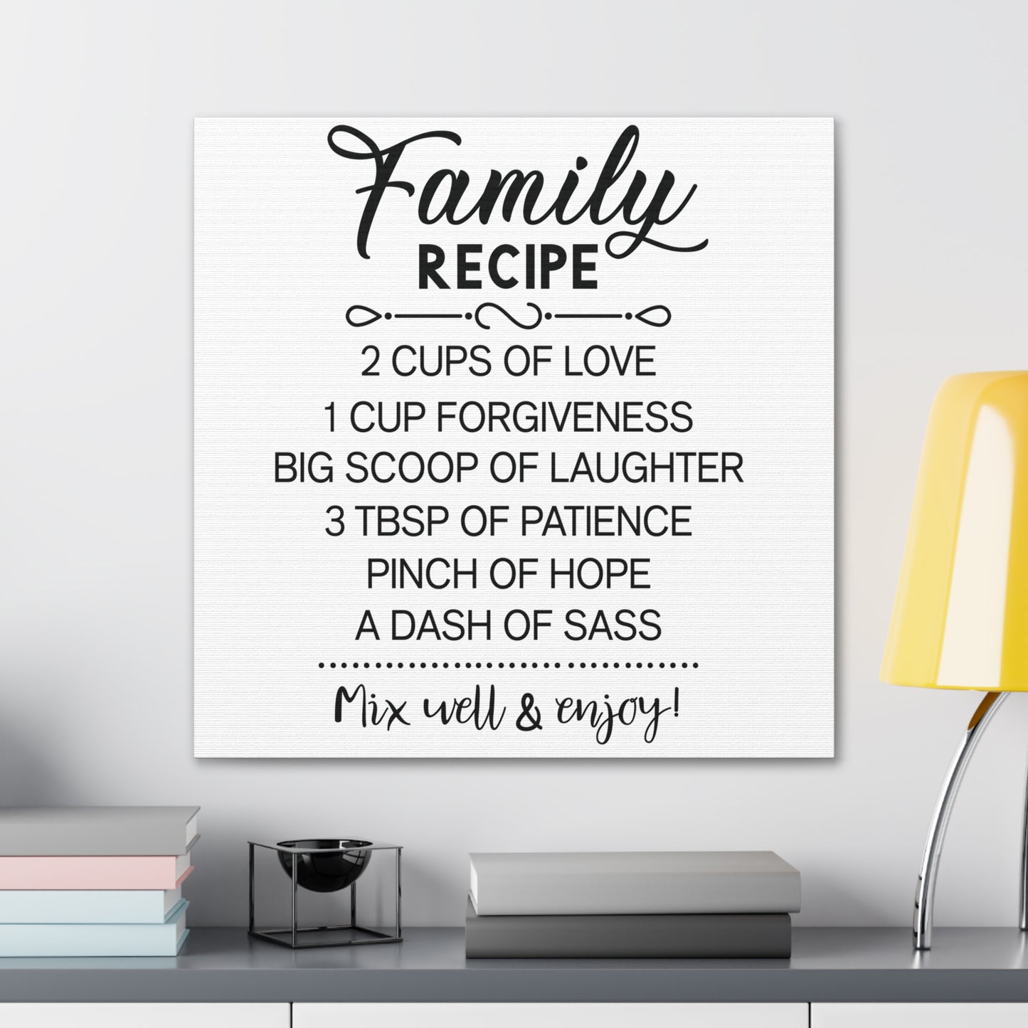 Family Recipe | Canvas Gallery Wrap | White Background