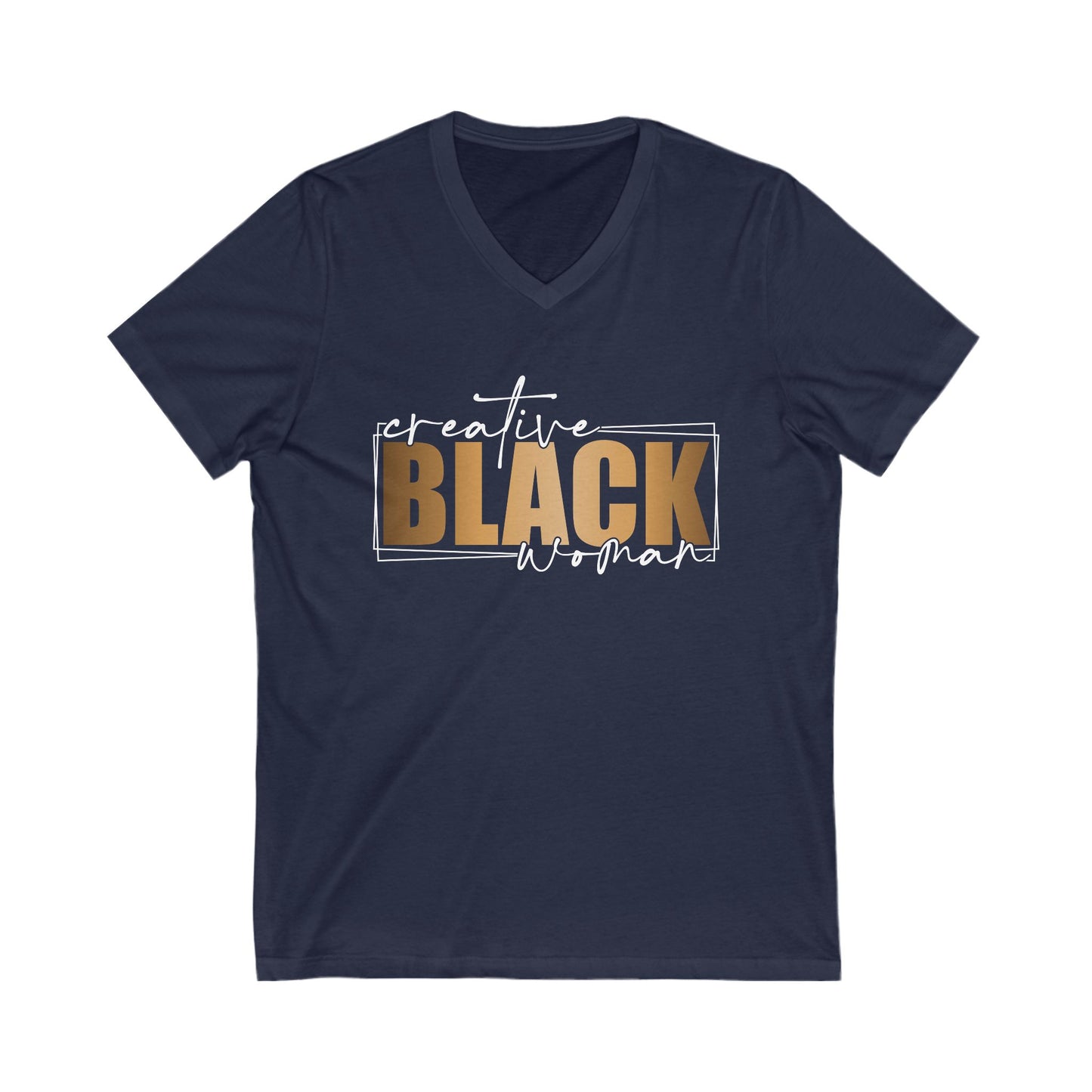Creative Black Woman| Short Sleeve V-Neck Tee (Unisex)