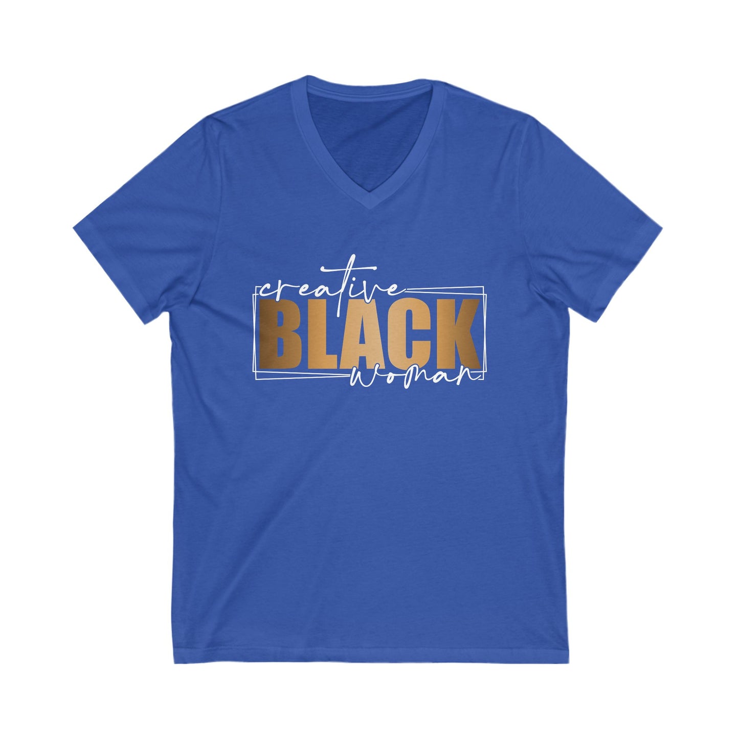 Creative Black Woman| Short Sleeve V-Neck Tee (Unisex)