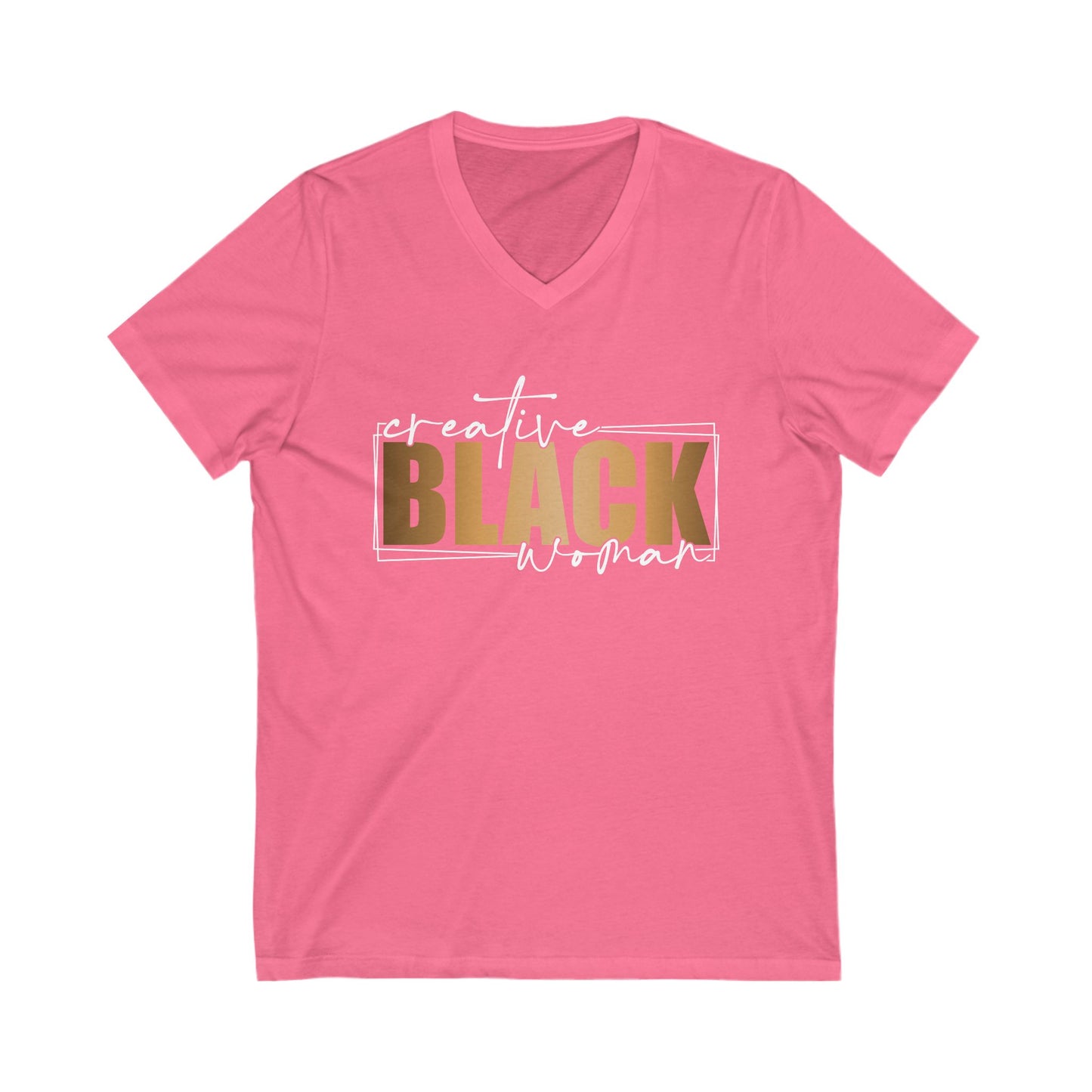 Creative Black Woman| Short Sleeve V-Neck Tee (Unisex)