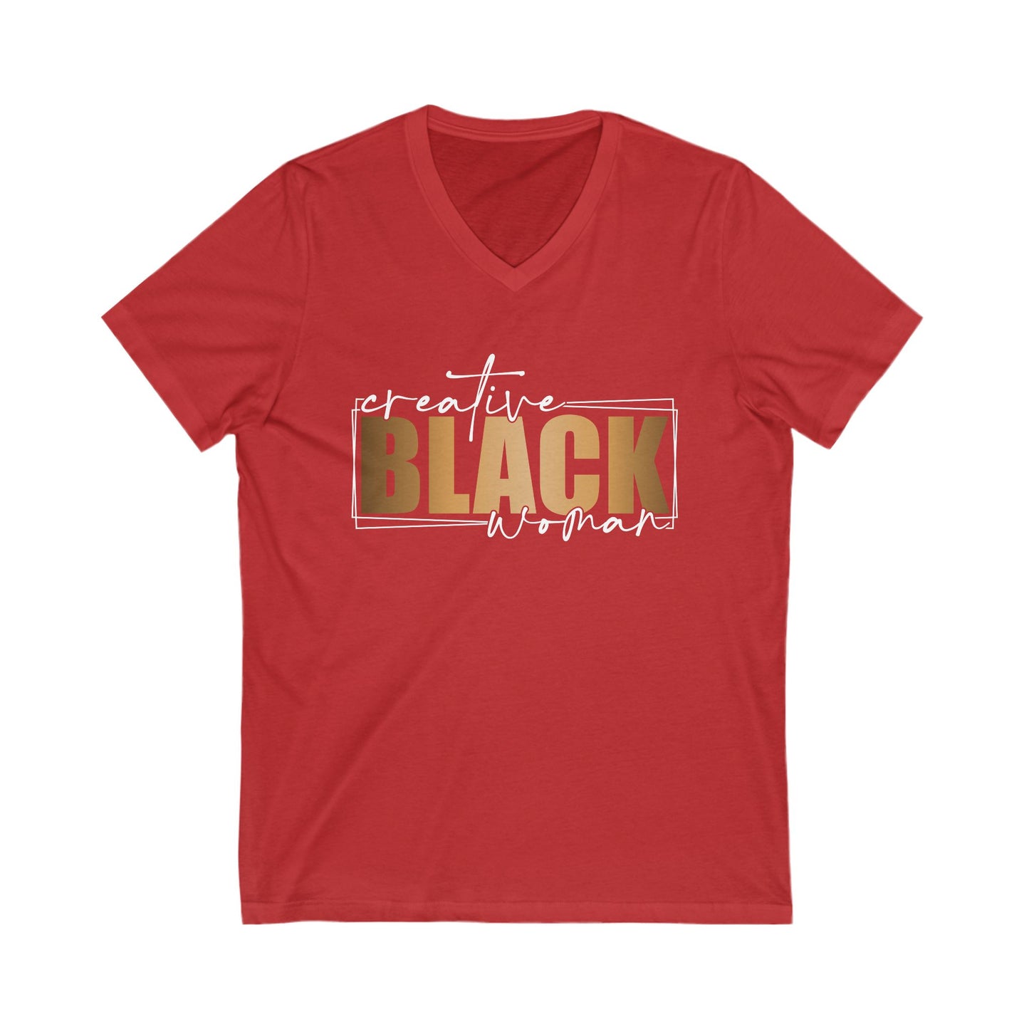 Creative Black Woman| Short Sleeve V-Neck Tee (Unisex)