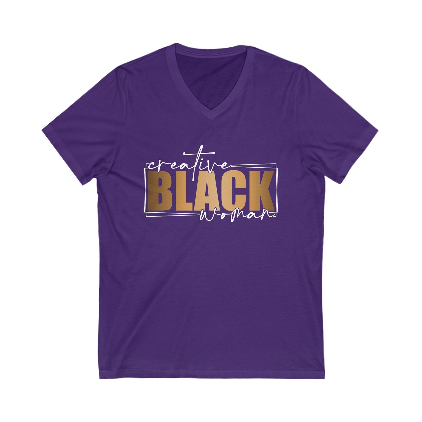Creative Black Woman| Short Sleeve V-Neck Tee (Unisex)