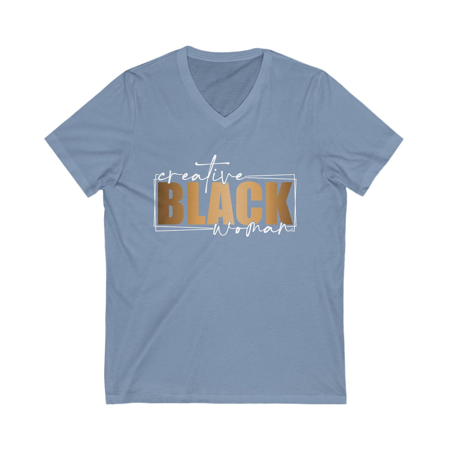 Creative Black Woman| Short Sleeve V-Neck Tee (Unisex)
