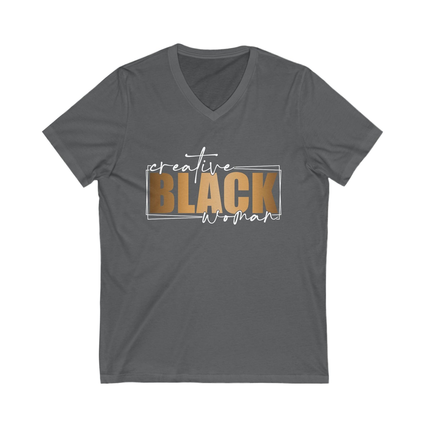 Creative Black Woman| Short Sleeve V-Neck Tee (Unisex)