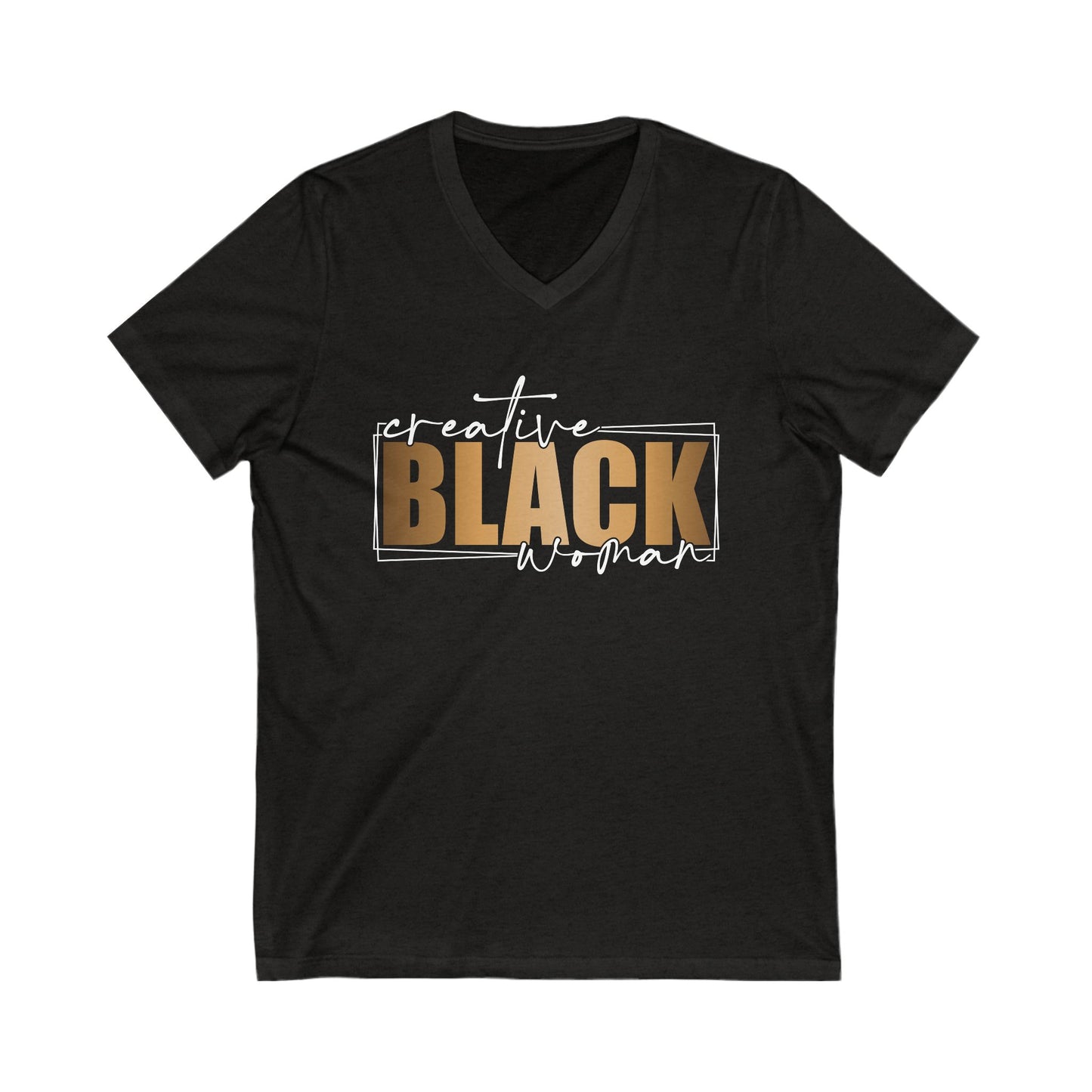 Creative Black Woman| Short Sleeve V-Neck Tee (Unisex)