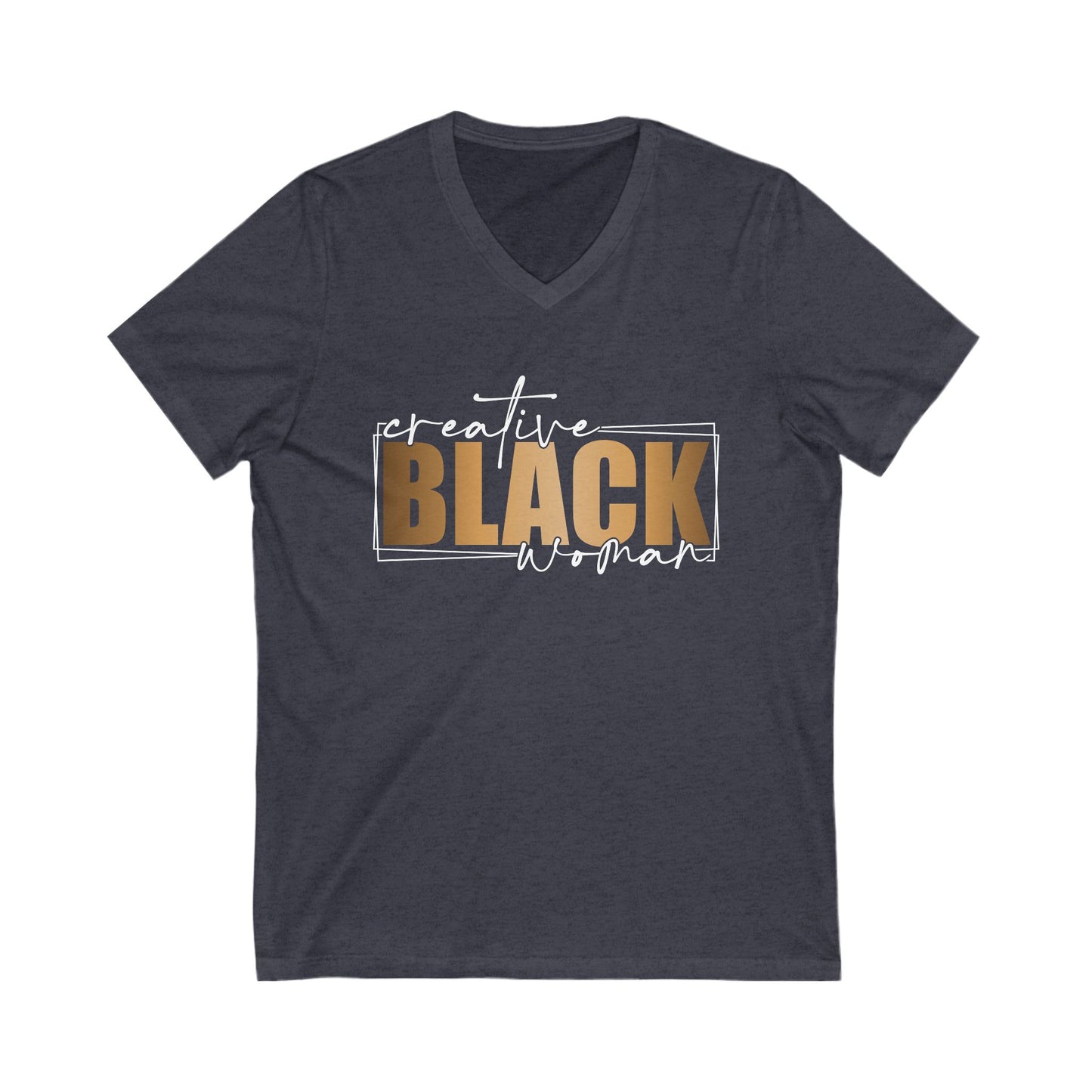 Creative Black Woman| Short Sleeve V-Neck Tee (Unisex)