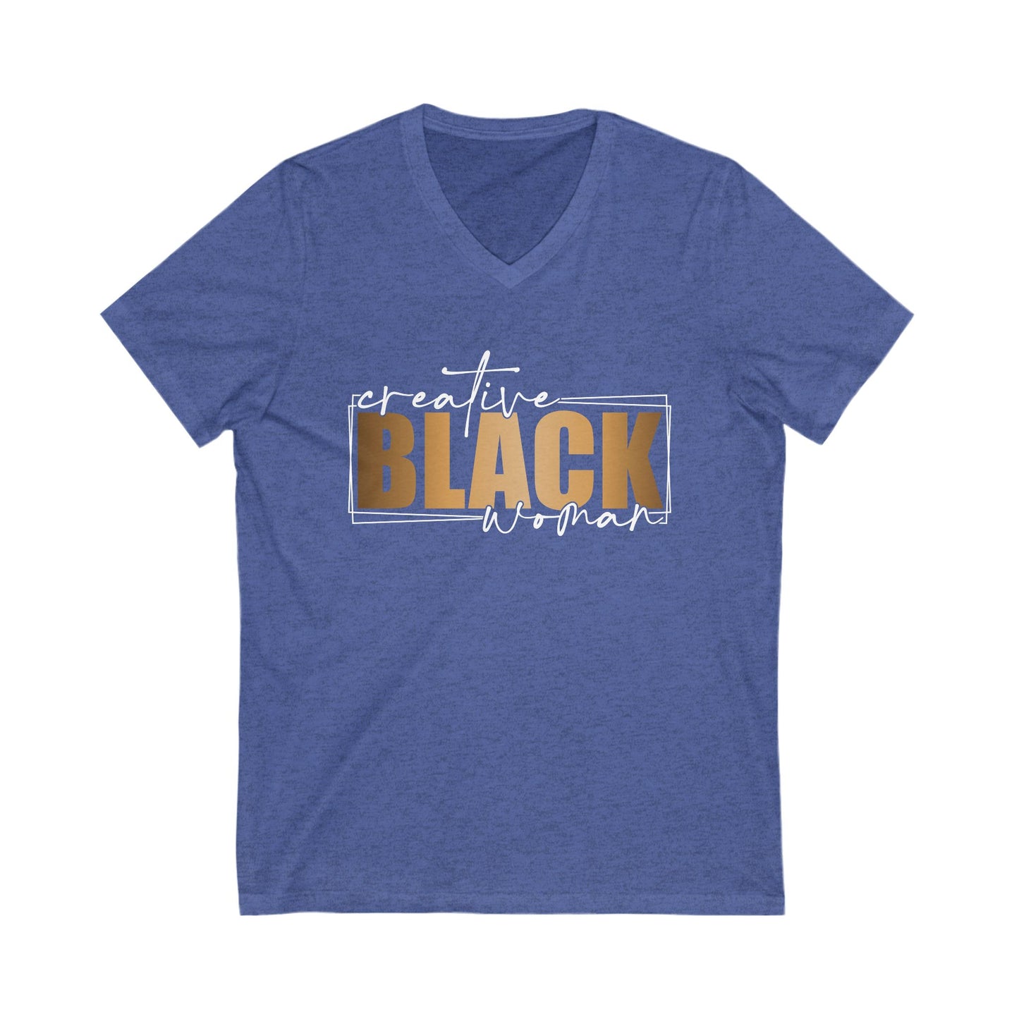 Creative Black Woman| Short Sleeve V-Neck Tee (Unisex)