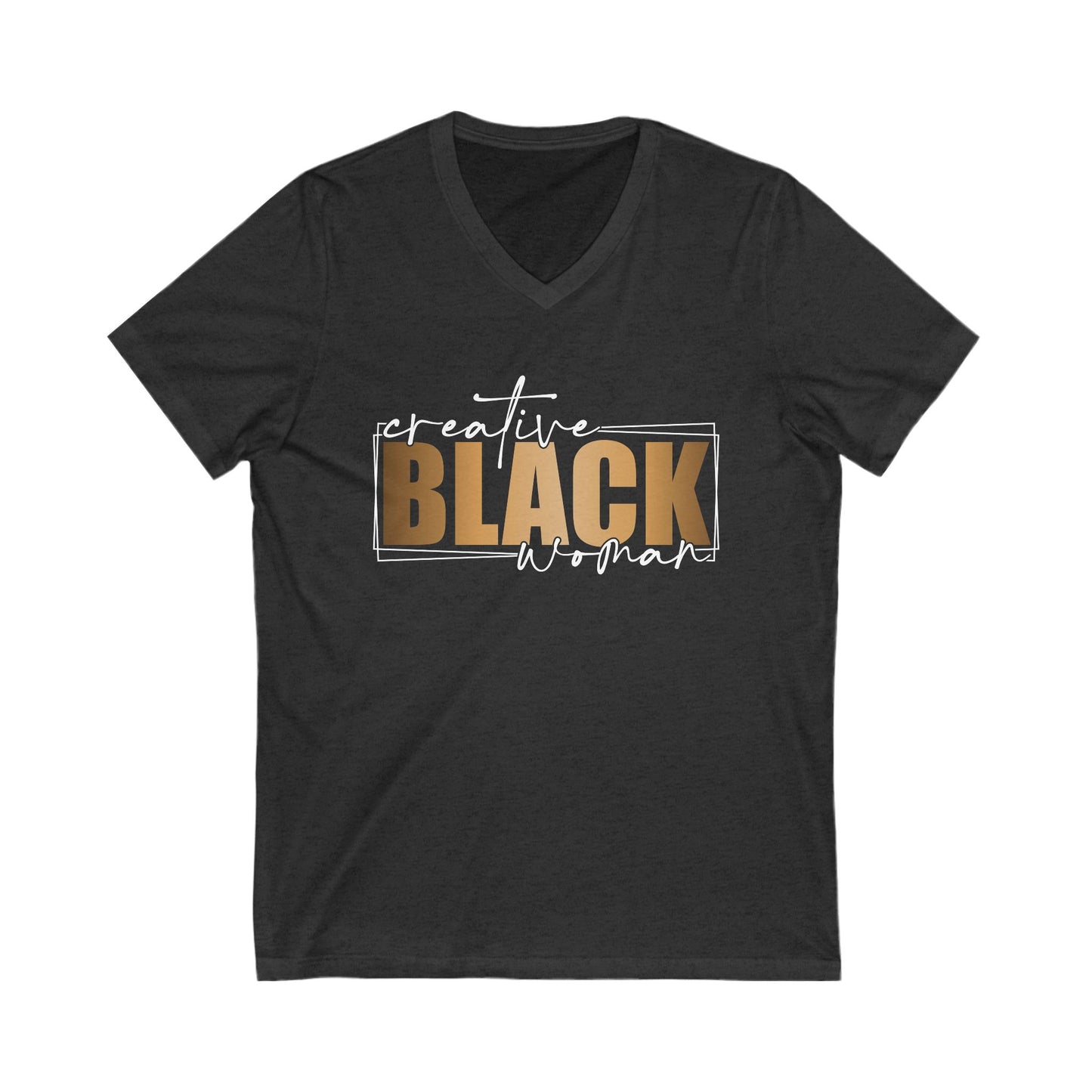 Creative Black Woman| Short Sleeve V-Neck Tee (Unisex)