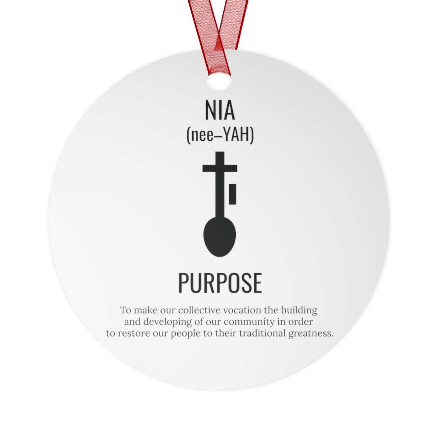 Nia (Day 5) | Purpose | Bell, Tree, Round or Oval Ornament |Metal|
