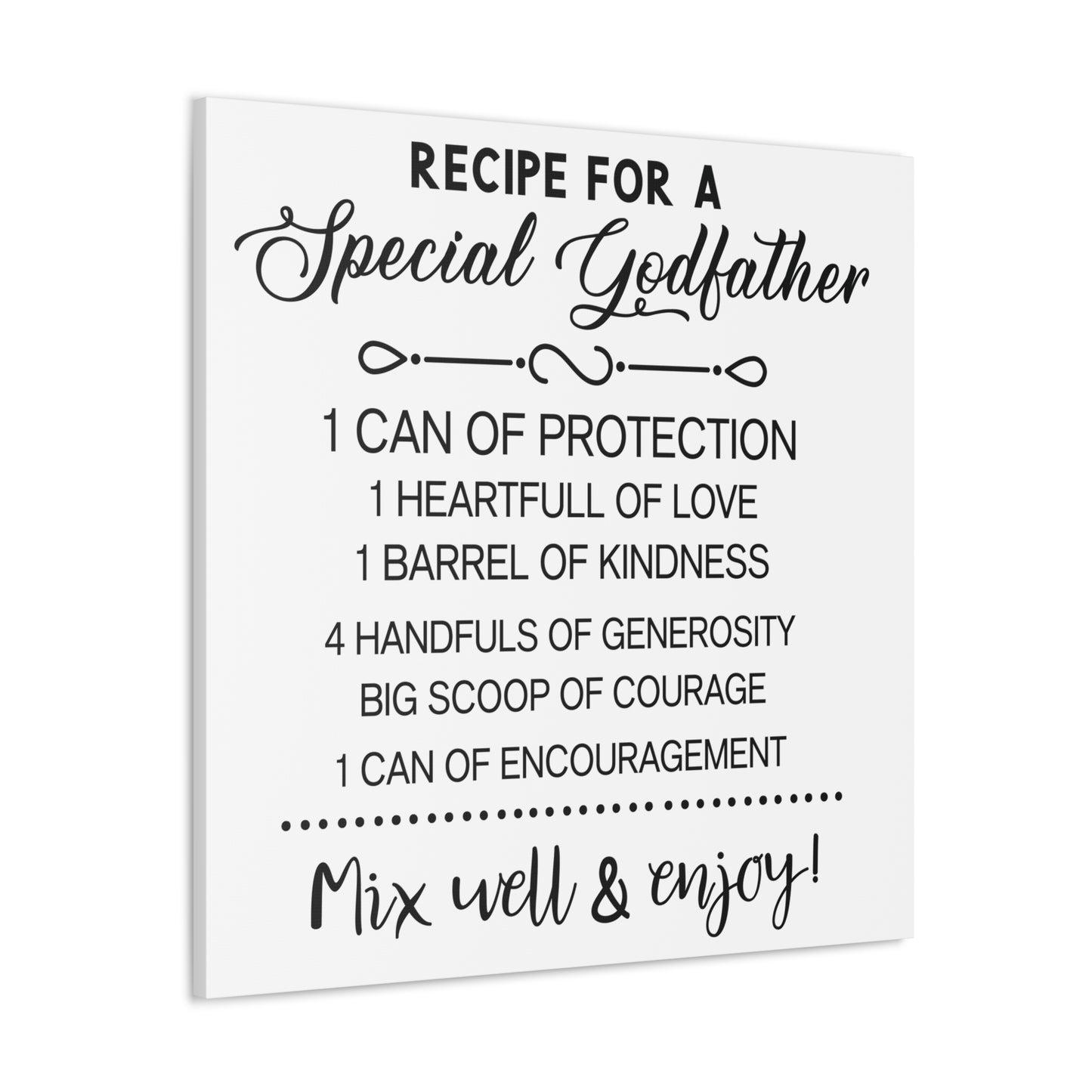 Special Godfather Recipe | Canvas Gallery Wrap | White Background