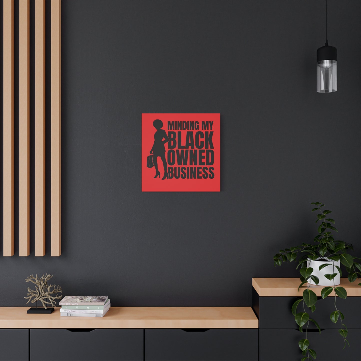 Minding My Black Owned Business | Version 1| Canvas Gallery Wrap | Red Background