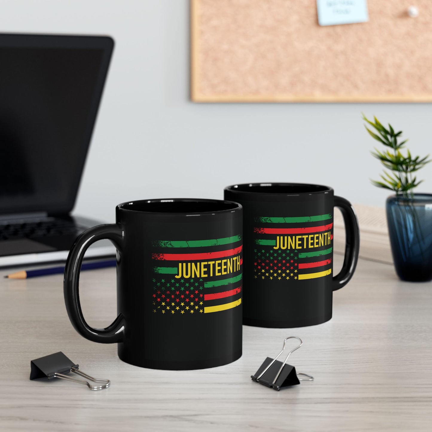 Juneteenth Flag| 11oz or 15 oz Mug| Version 1| Black