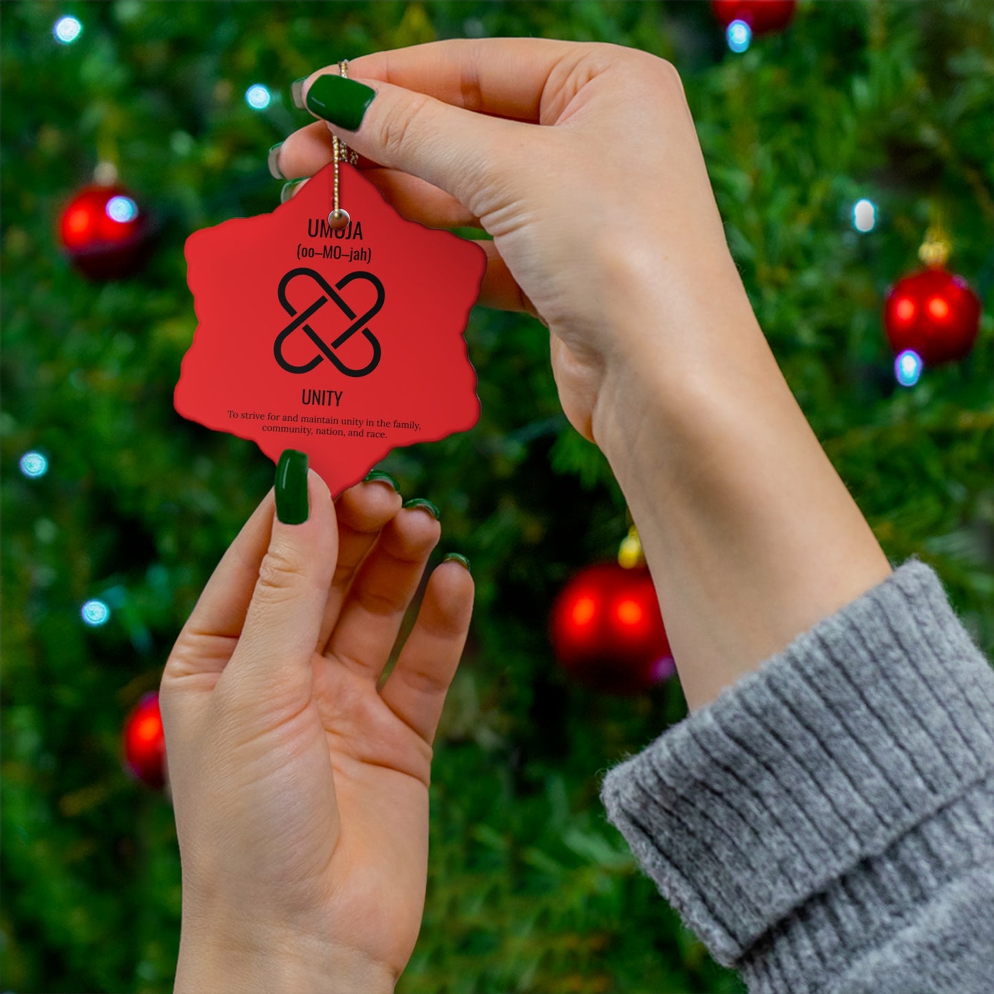 Umoja (Day 1) |Unity | Snowflake Ornament | (Red) |