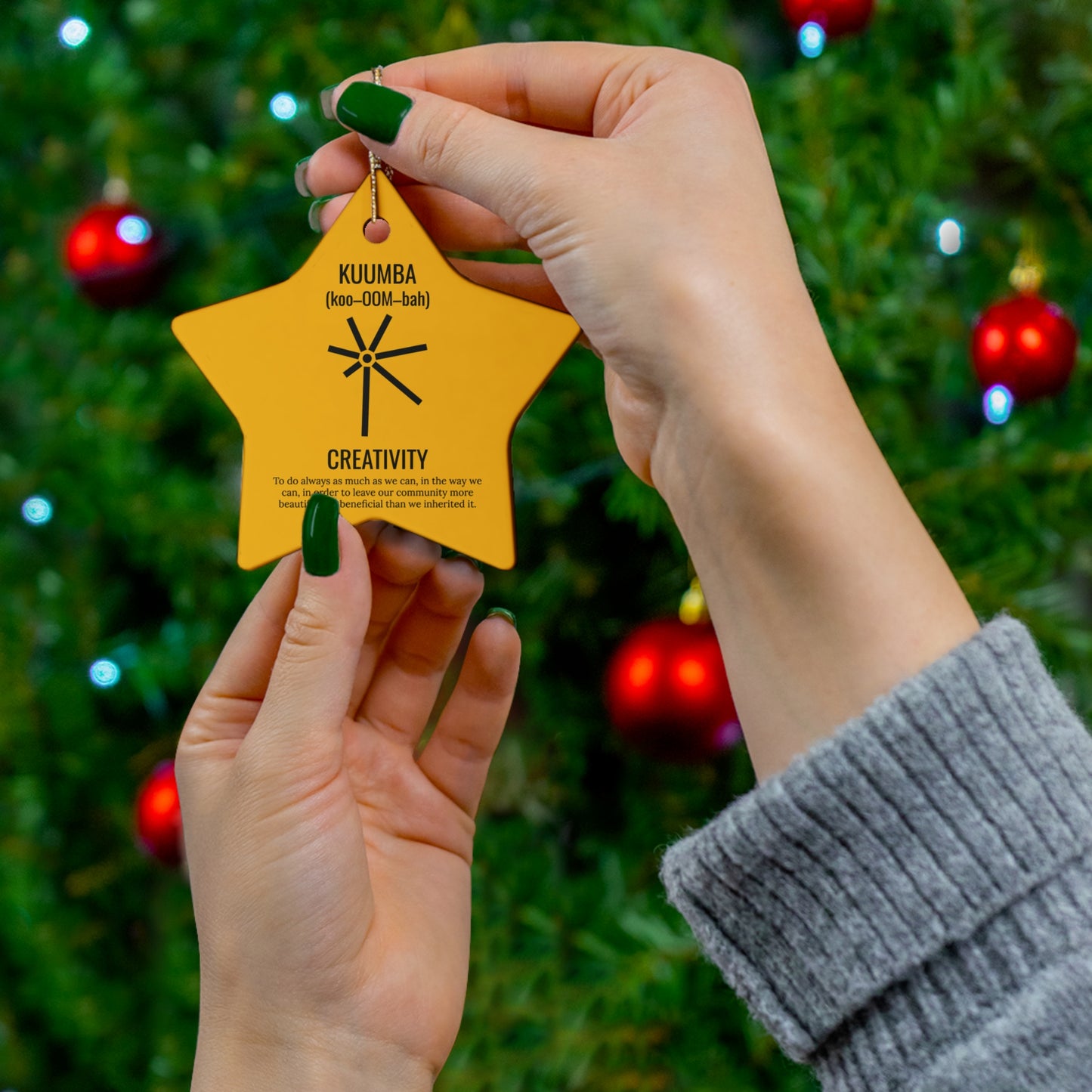 Kuumba (Day 6) | Creativity | Circle or Star Ornament | Yellow