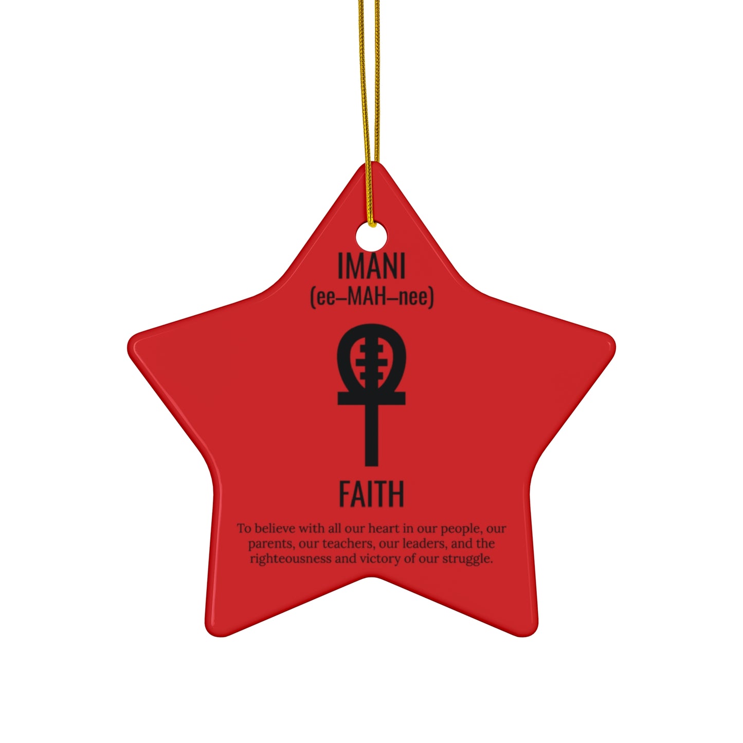 Imani (Day 7) Faith | Ornament | Circle or Star Ornament | (Red) |