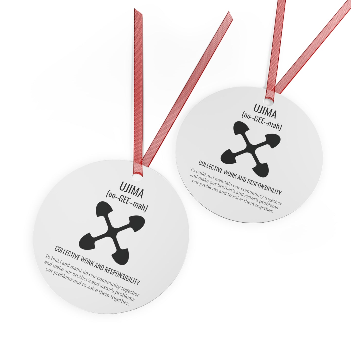 Ujima (Day 3) |Collective Work & Responsibility| Bell, Tree, Round or Oval Ornament |Metal|