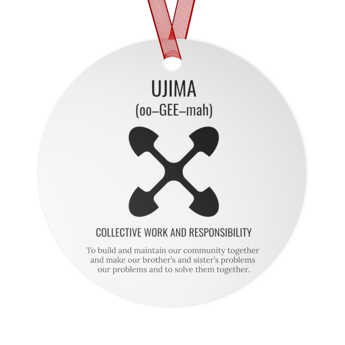 Ujima (Day 3) |Collective Work & Responsibility| Bell, Tree, Round or Oval Ornament |Metal|