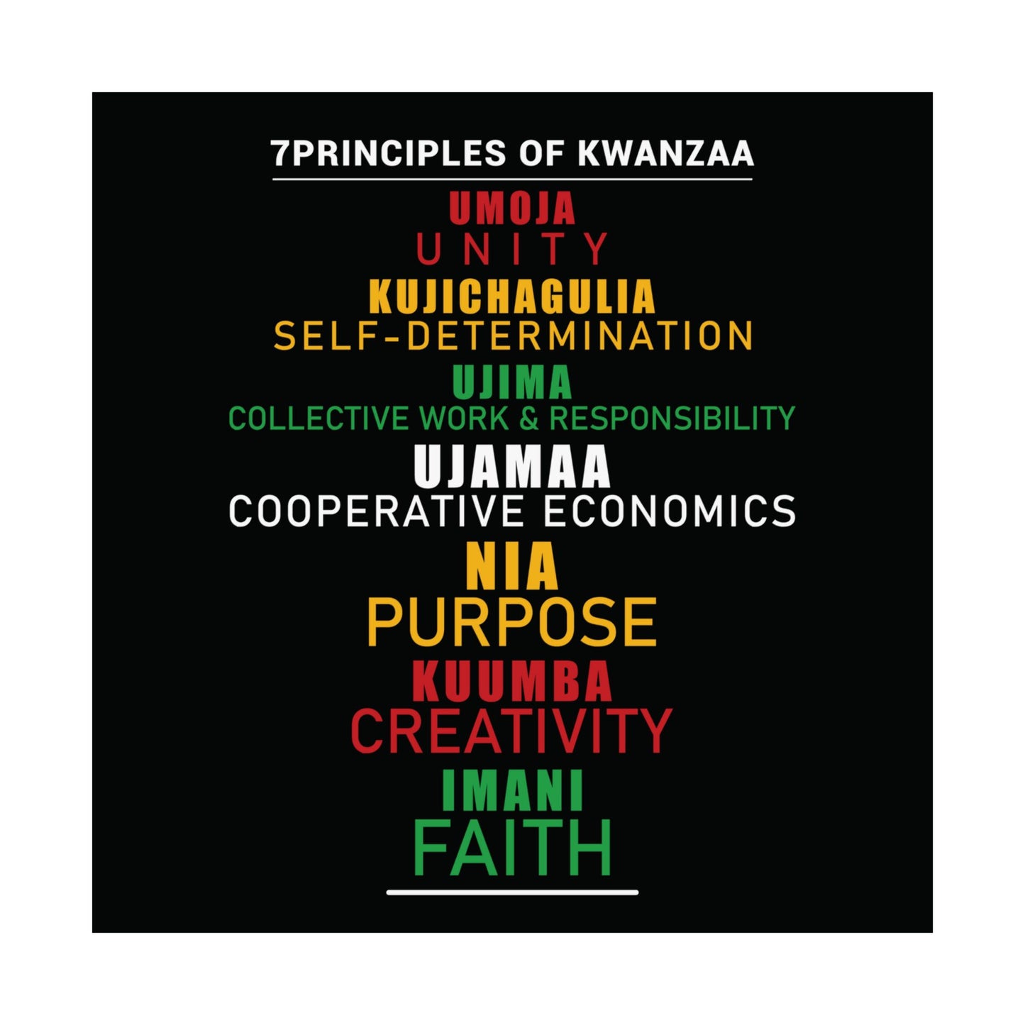 Kwanza Principles | Vertical Poster |Black|