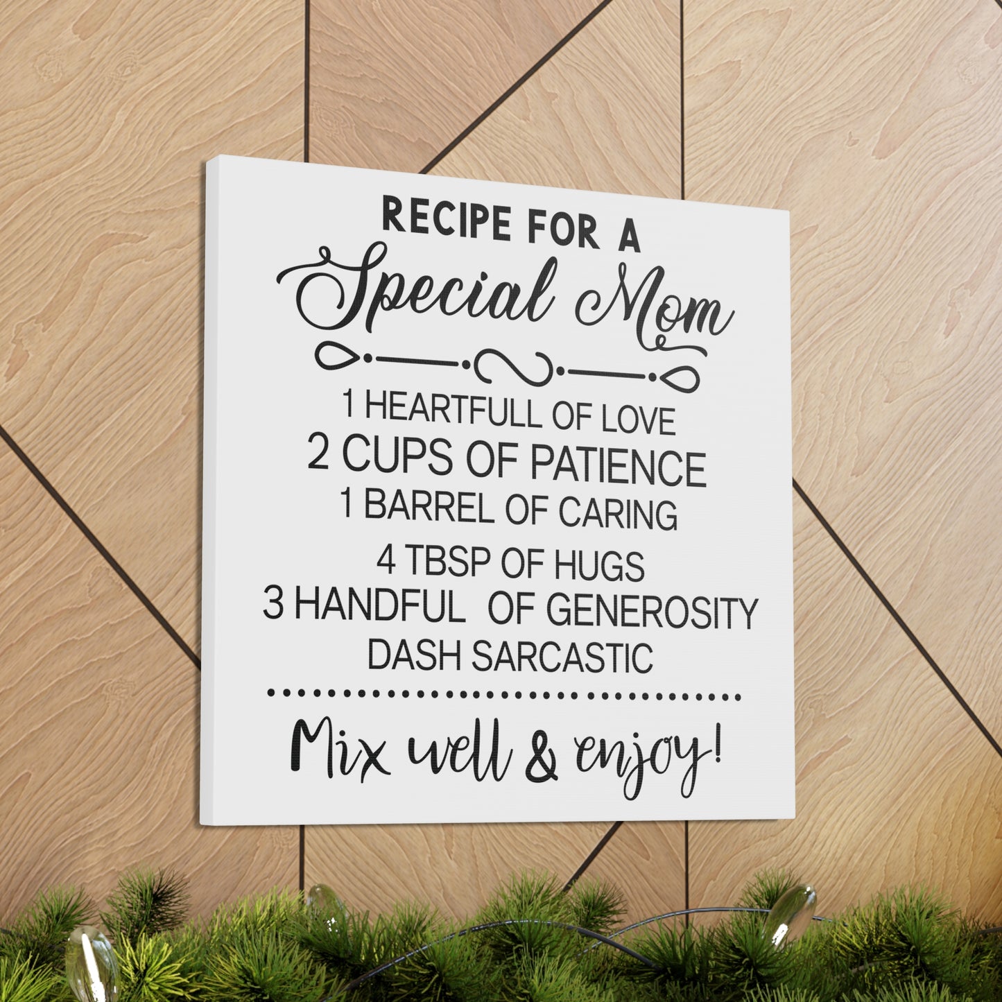 Special Mom Recipe | Canvas Gallery Wrap | White Background