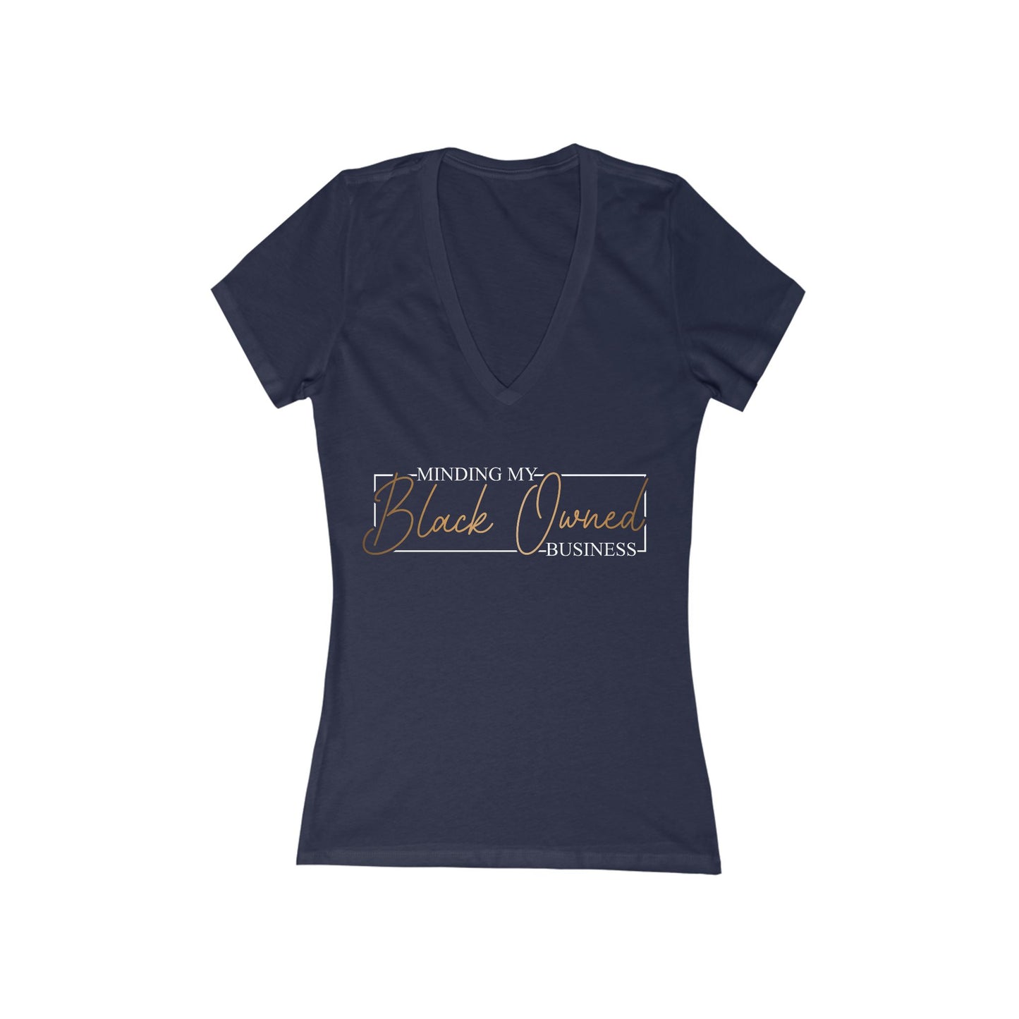 Minding My Black Owned Business | Version 2| Women's Short Sleeve Deep V-Neck T