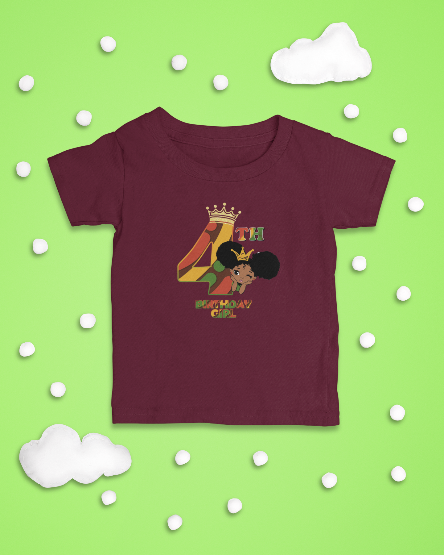 4th Princess Birthday Girl (Solid) Juneteenth T-Shirt
