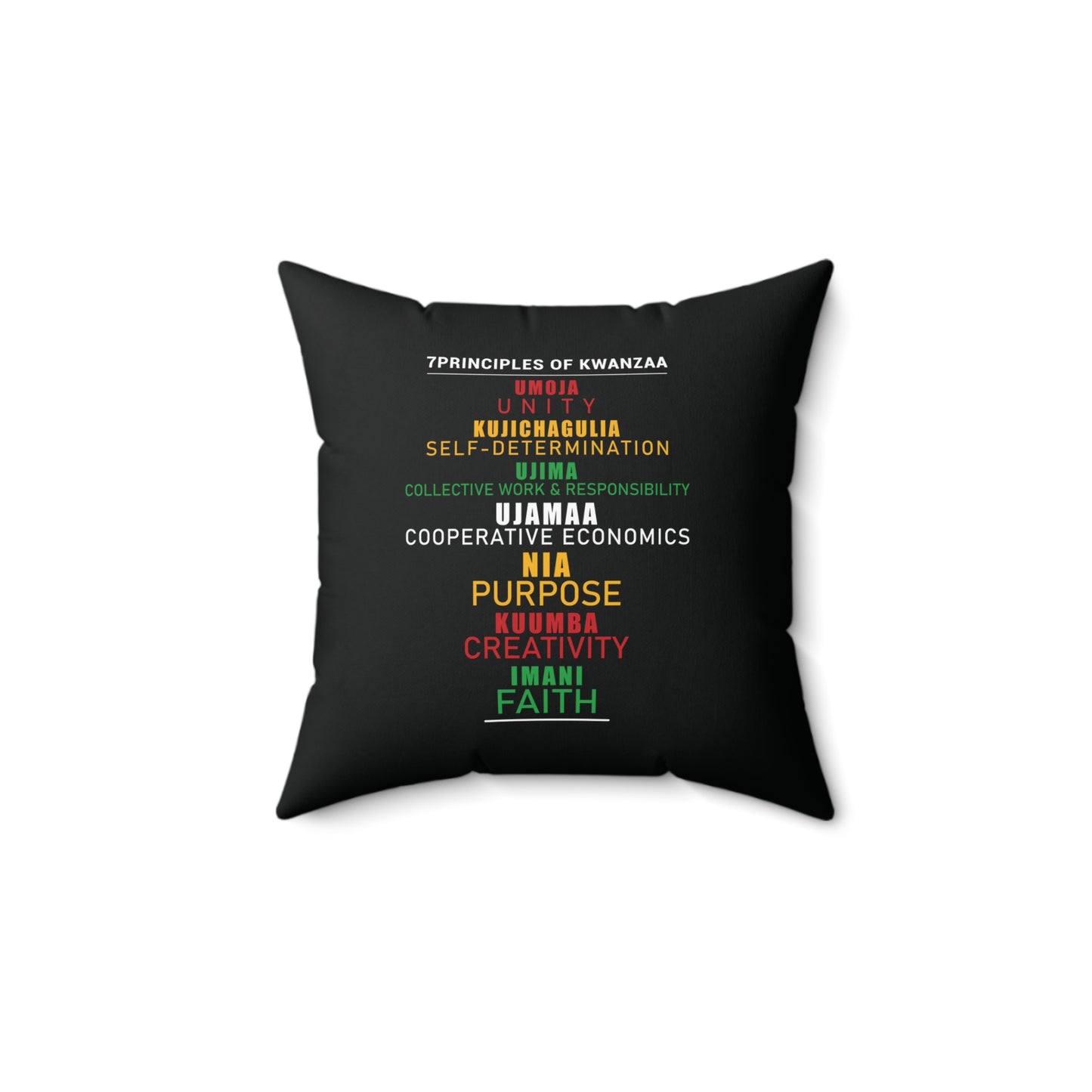 Kwanza Principles | Square Pillow |Black|