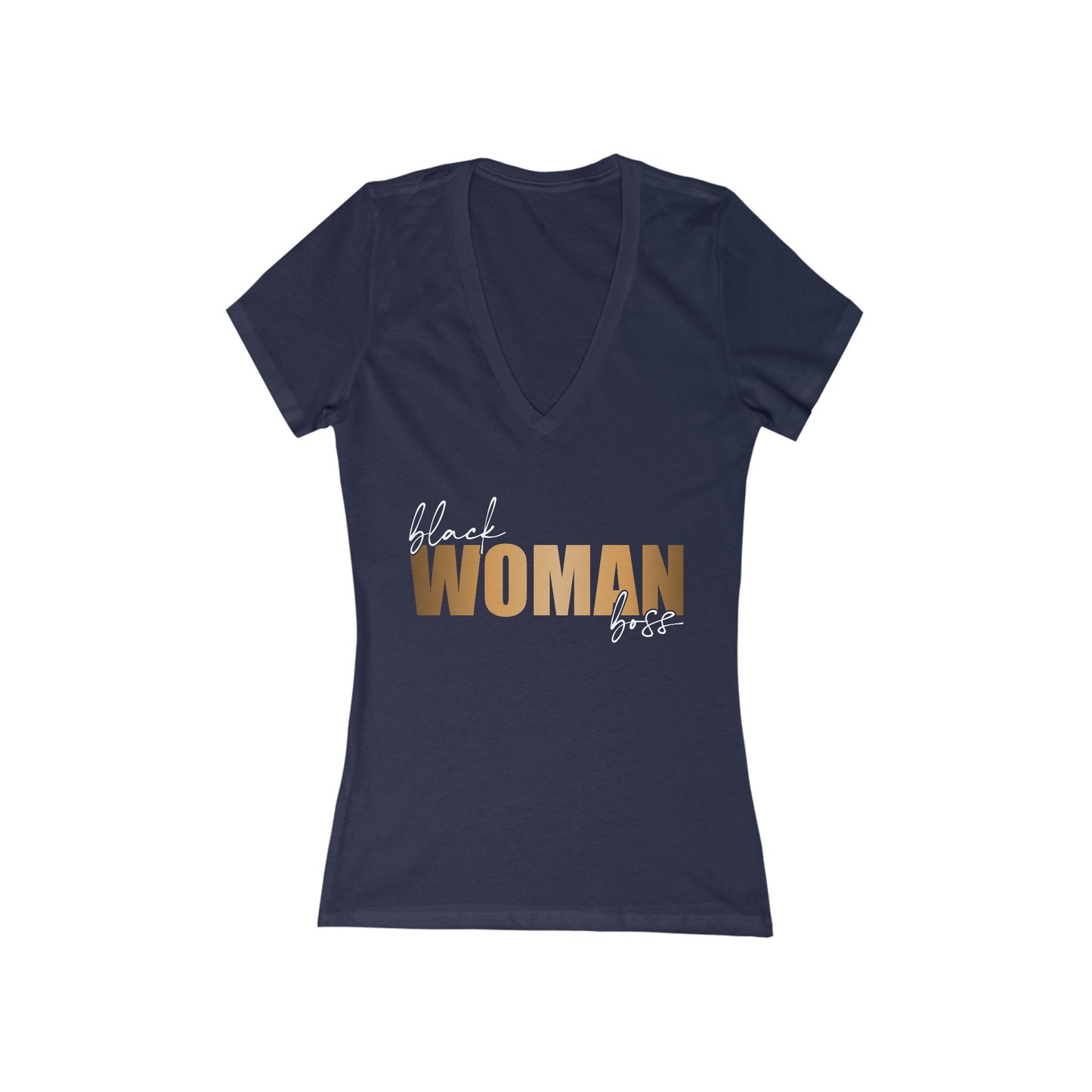 Black Woman Boss| Women's Short Sleeve Deep V-Neck T