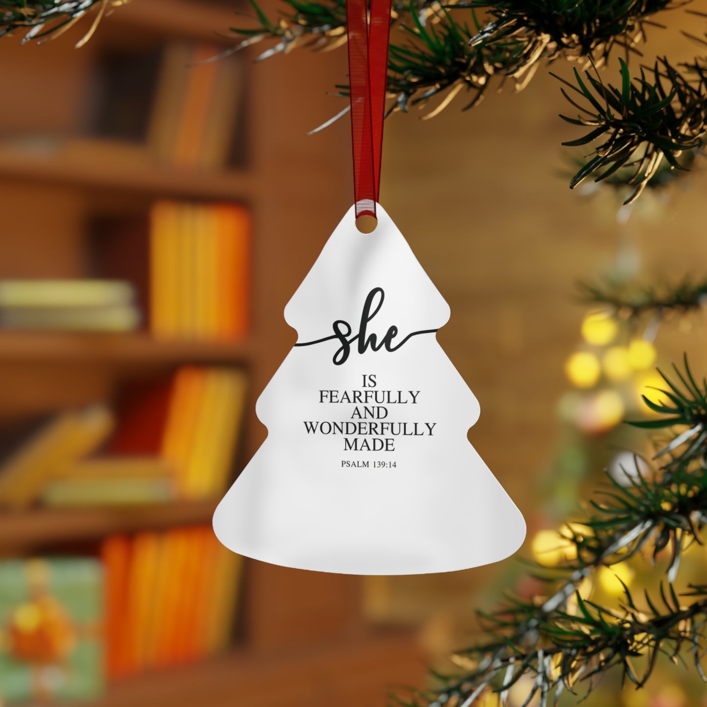 She Is – Psalms 139:14| Bell, Tree, Round or Oval Ornament |Metal|