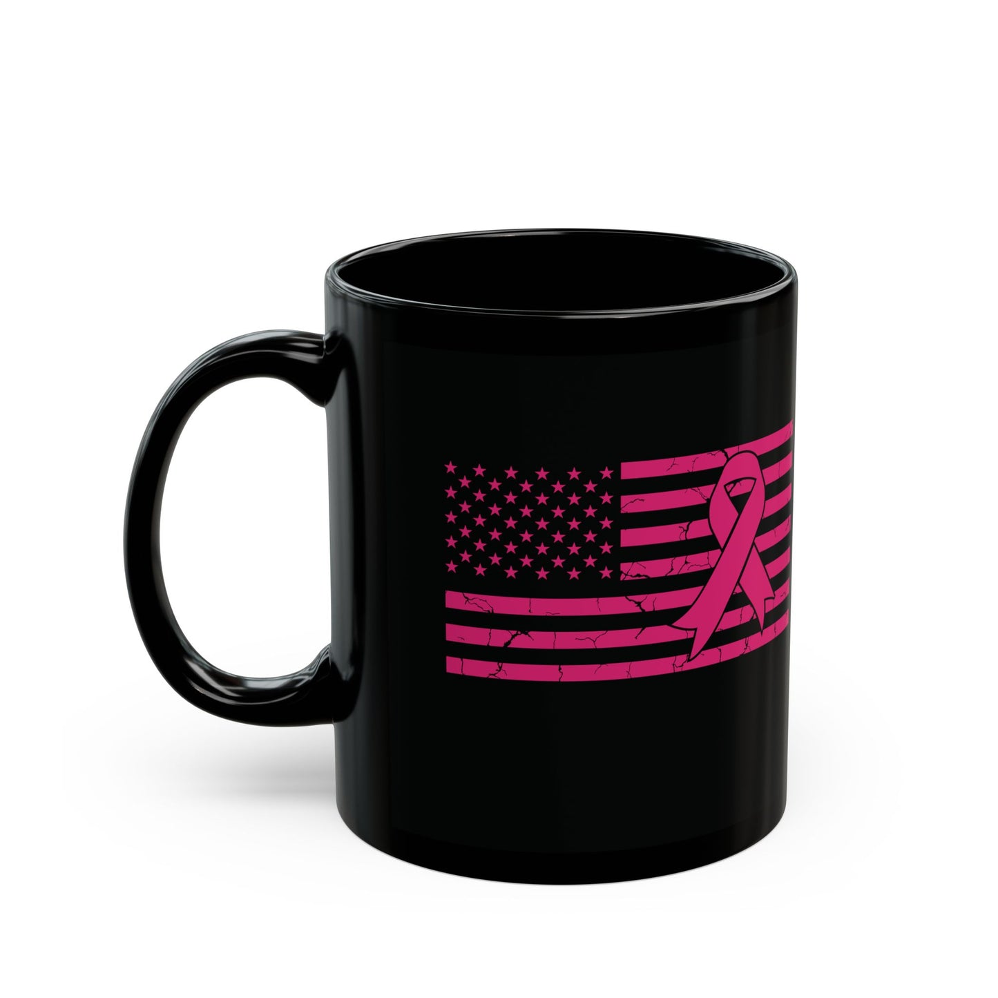 Fight Cancer Flag (Version 2) (Black Version) | Coffee & Tea Mug | 2-Sided Print| 11 Oz