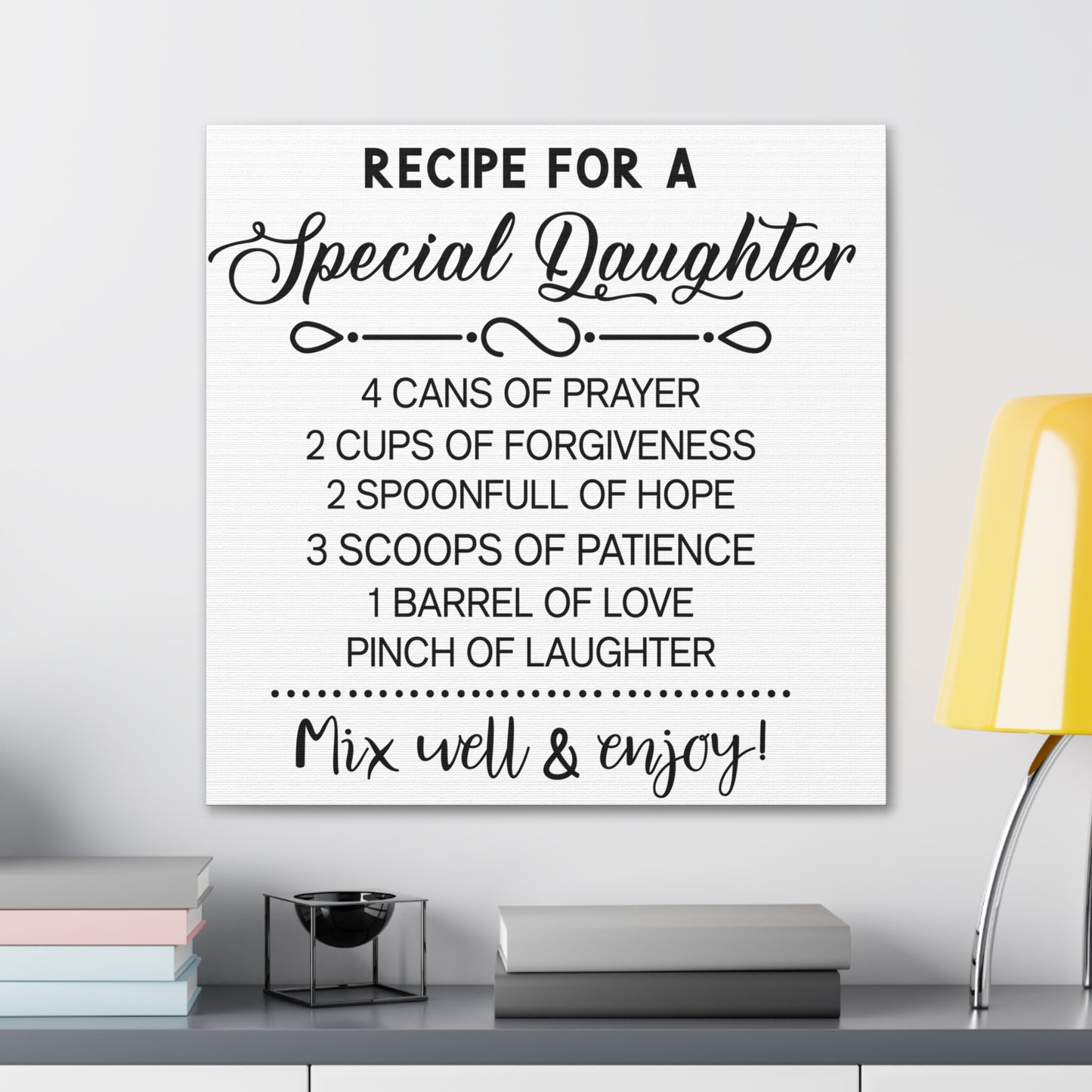Special Daughter Recipe | Canvas Gallery Wrap | White Background