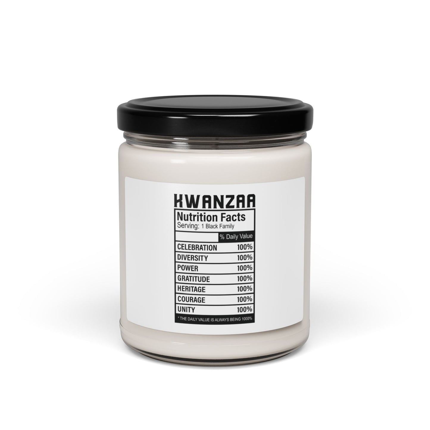 Kwanza Nutritional Facts | Candle |(White Label)| 9 Oz